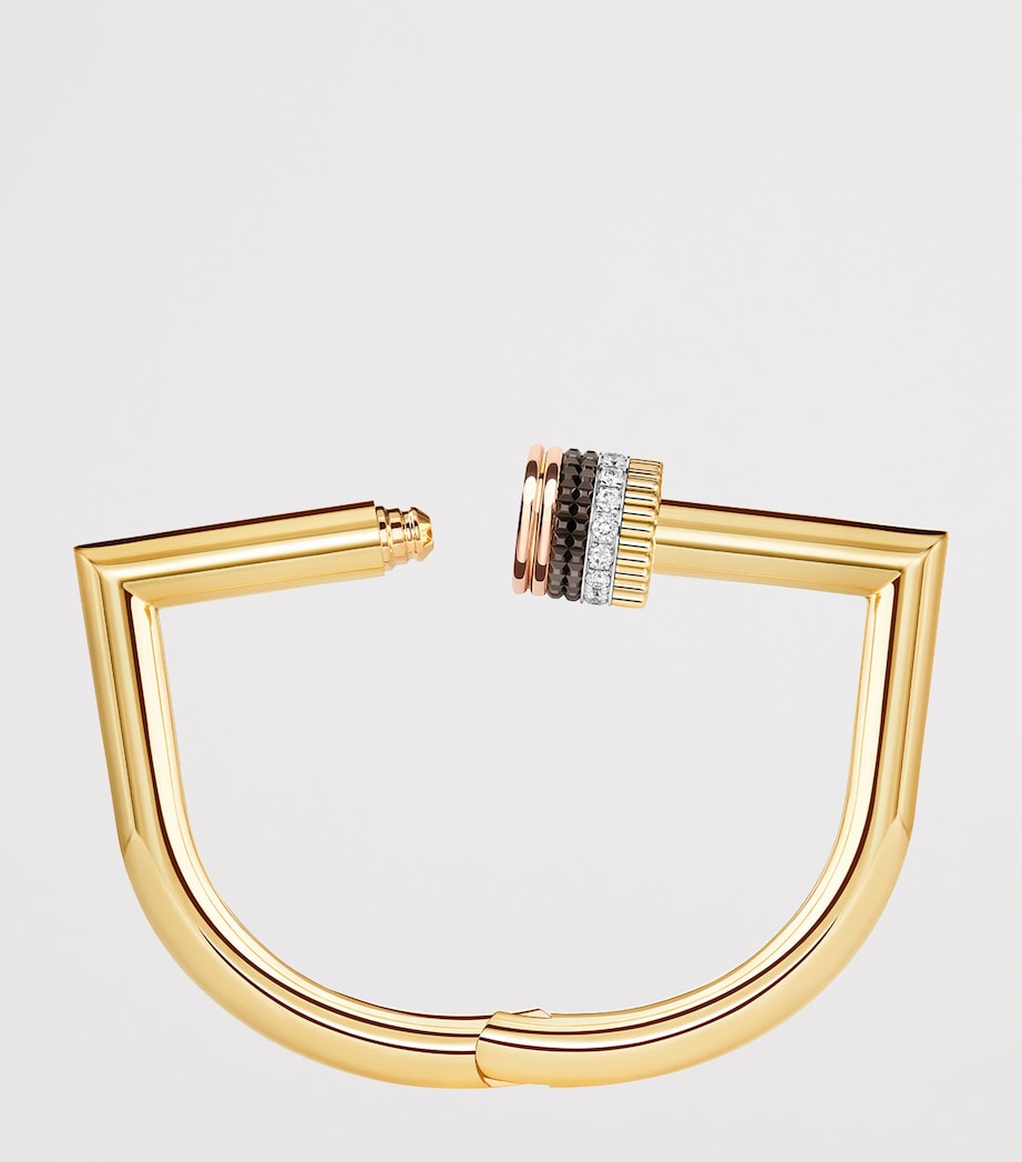 Mixed Gold and Diamond Quatre Classique Tube Bracelet YELLOW GOLD Image 2