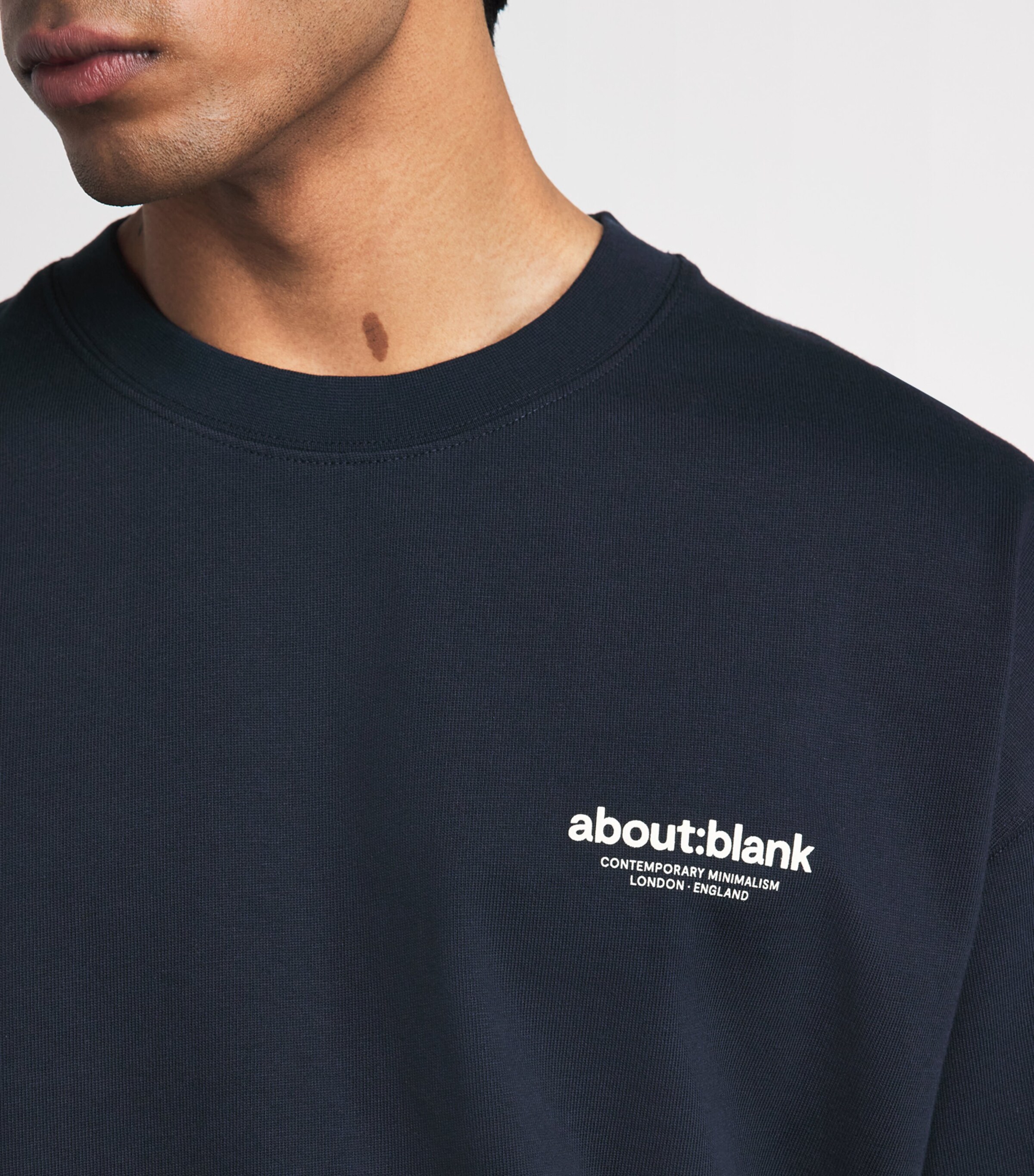 about:blank Mens Cotton Logo Boxy T-Shirt Navy Image 3