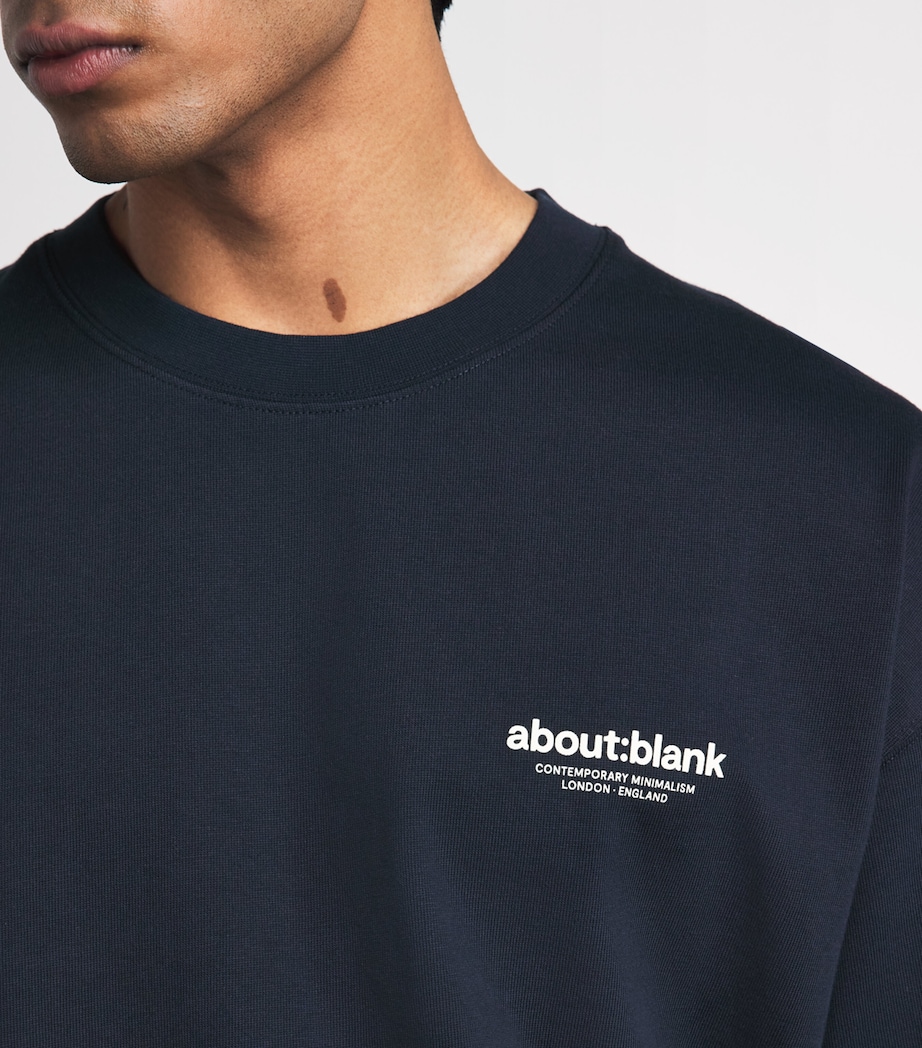 about:blank Mens Cotton Logo Boxy T-Shirt Navy Image 3