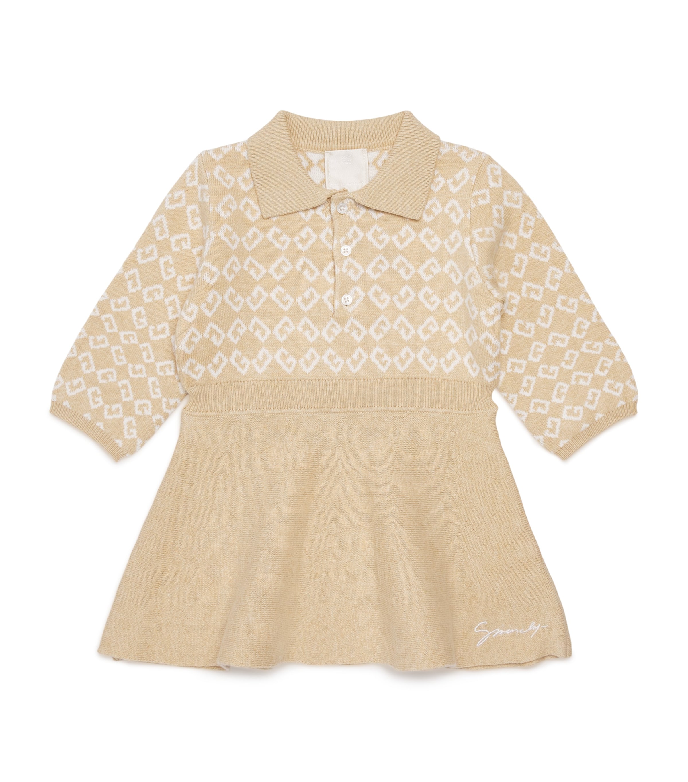 Cotton-Cashmere Monogram Dress (6 Months-3 Years) SAND Image 1