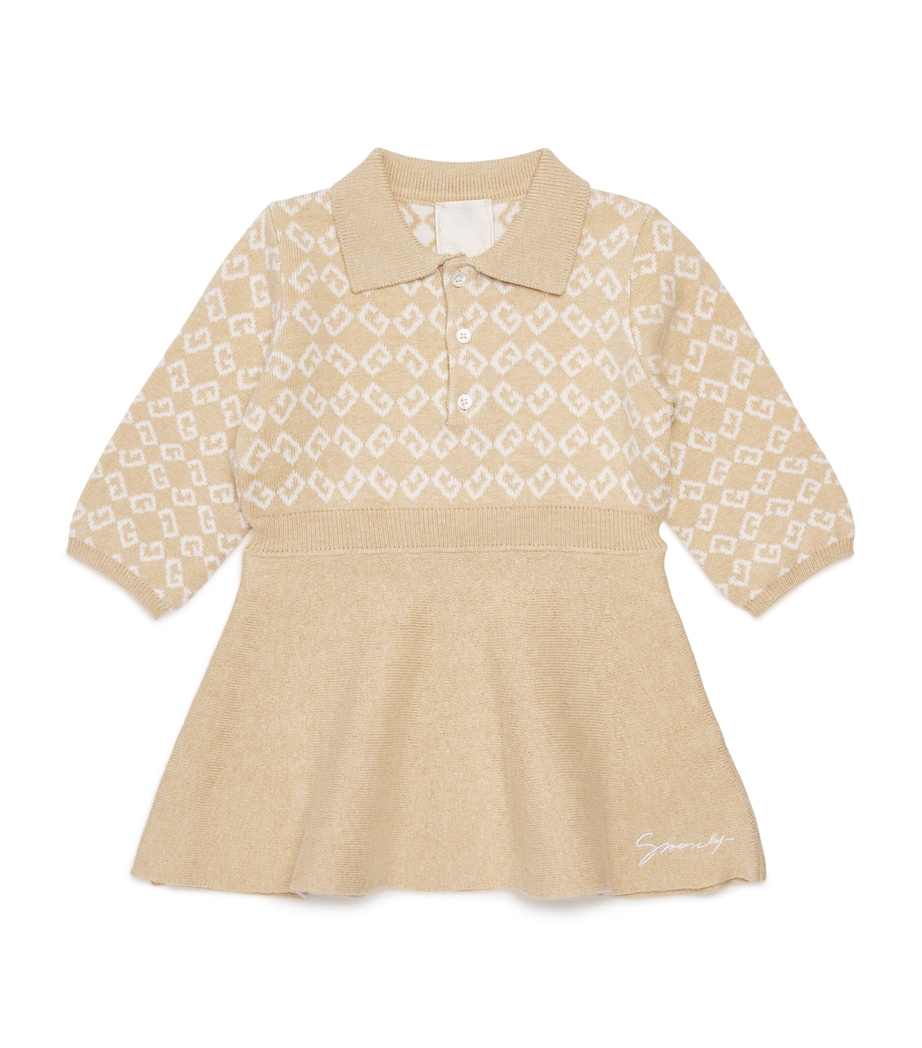 Cotton-Cashmere Monogram Dress (6 Months-3 Years) SAND Image 1
