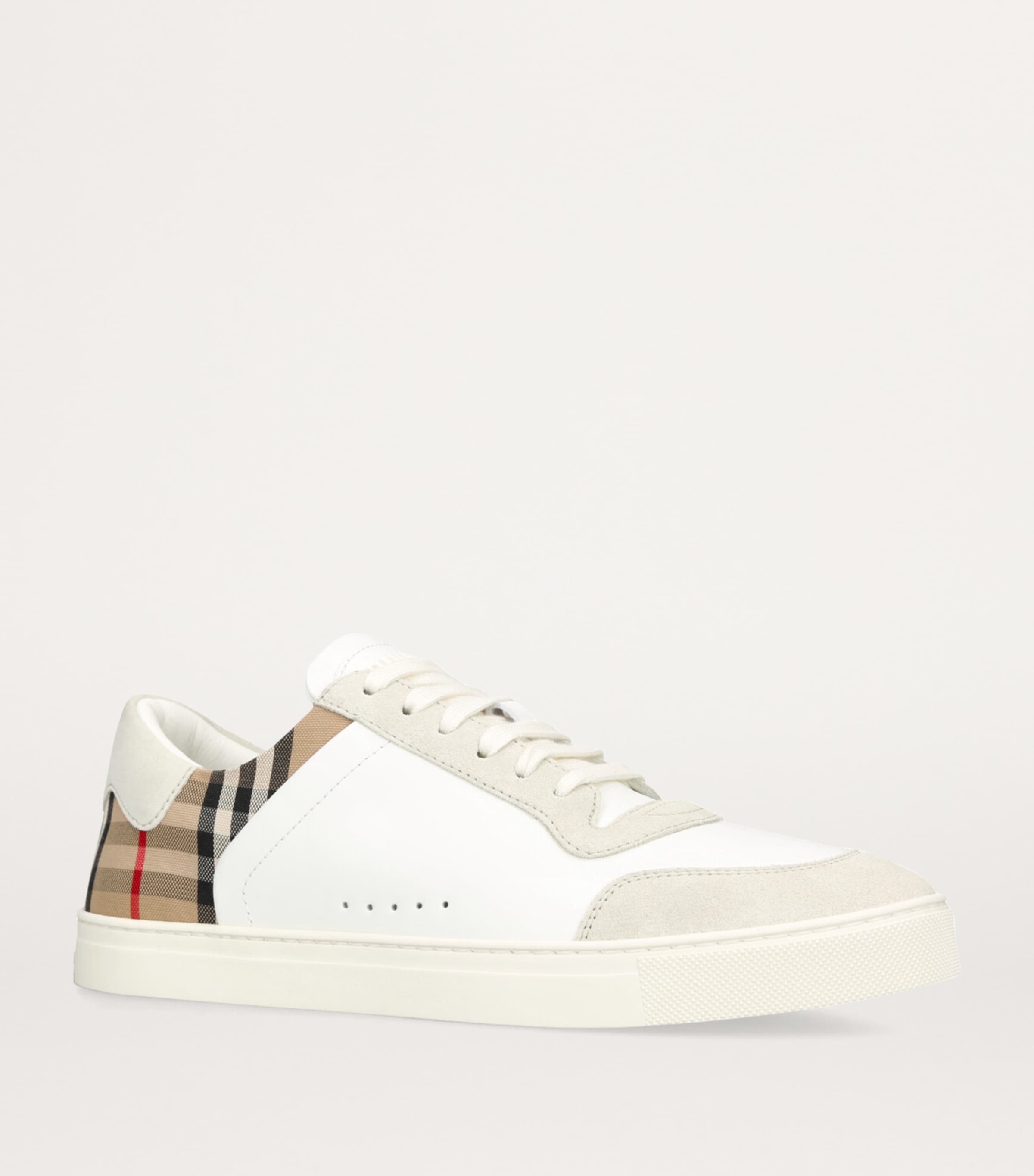 BURBERRY｜SNEAKERS (Leather Suede Checkered Cotton Sneak Leather, Suede and Check Sneakers in Black/archive beige