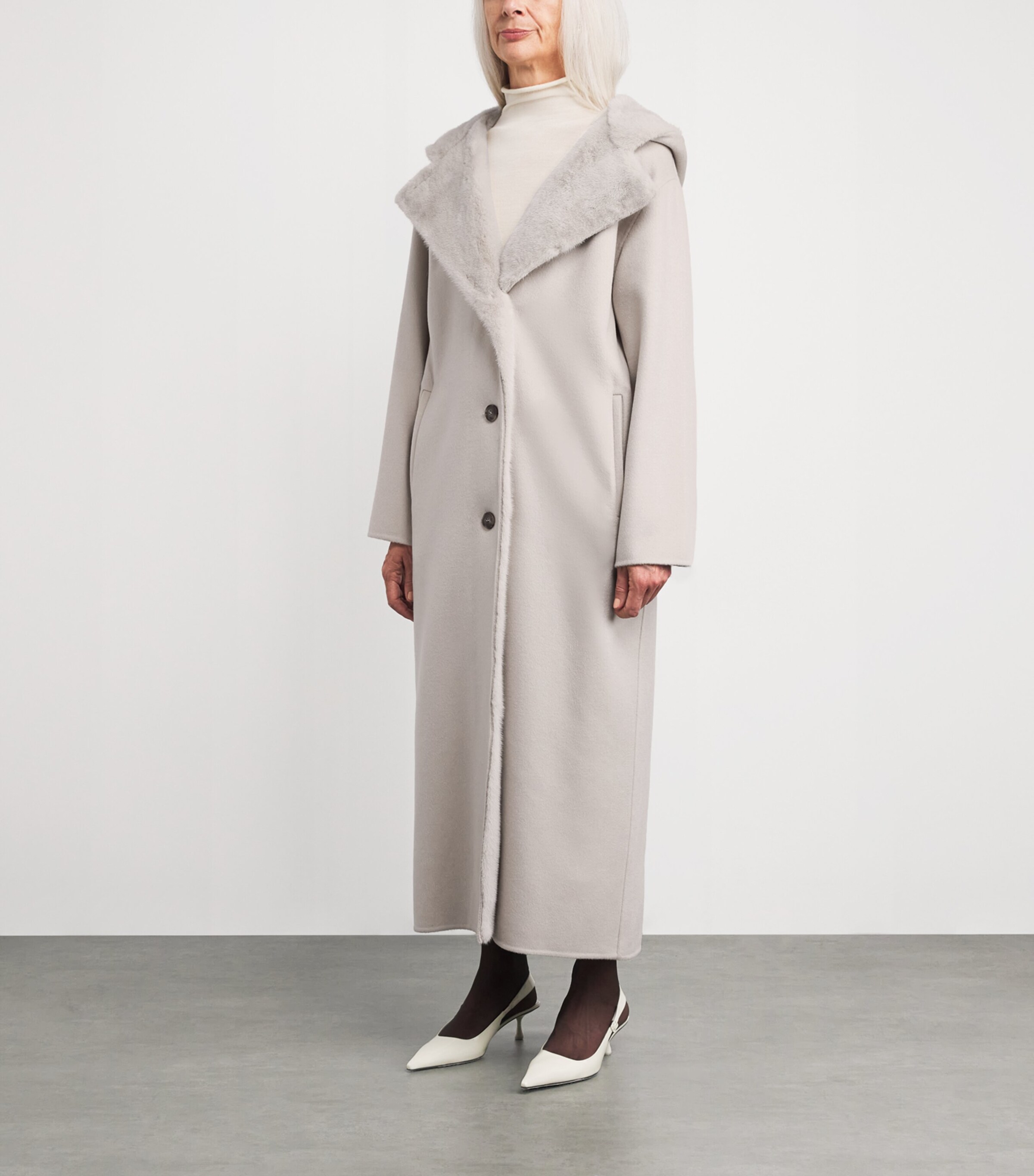 Yves Salomon Womens Hooded Mink Fur-Trim Coat Image 3