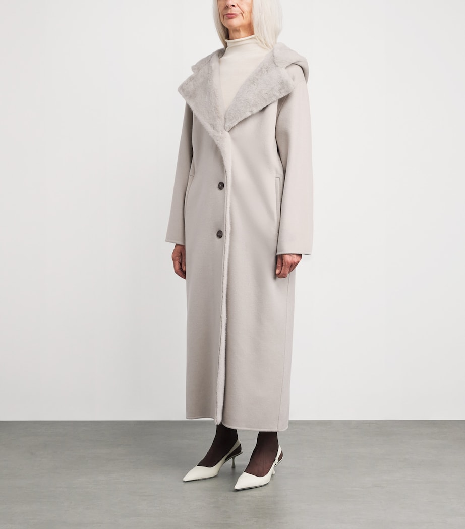 Yves Salomon Womens Hooded Mink Fur-Trim Coat Image 3