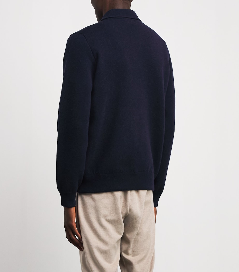 Lardini Mens Wool-Blend Zip-Up Overshirt Navy Image 5