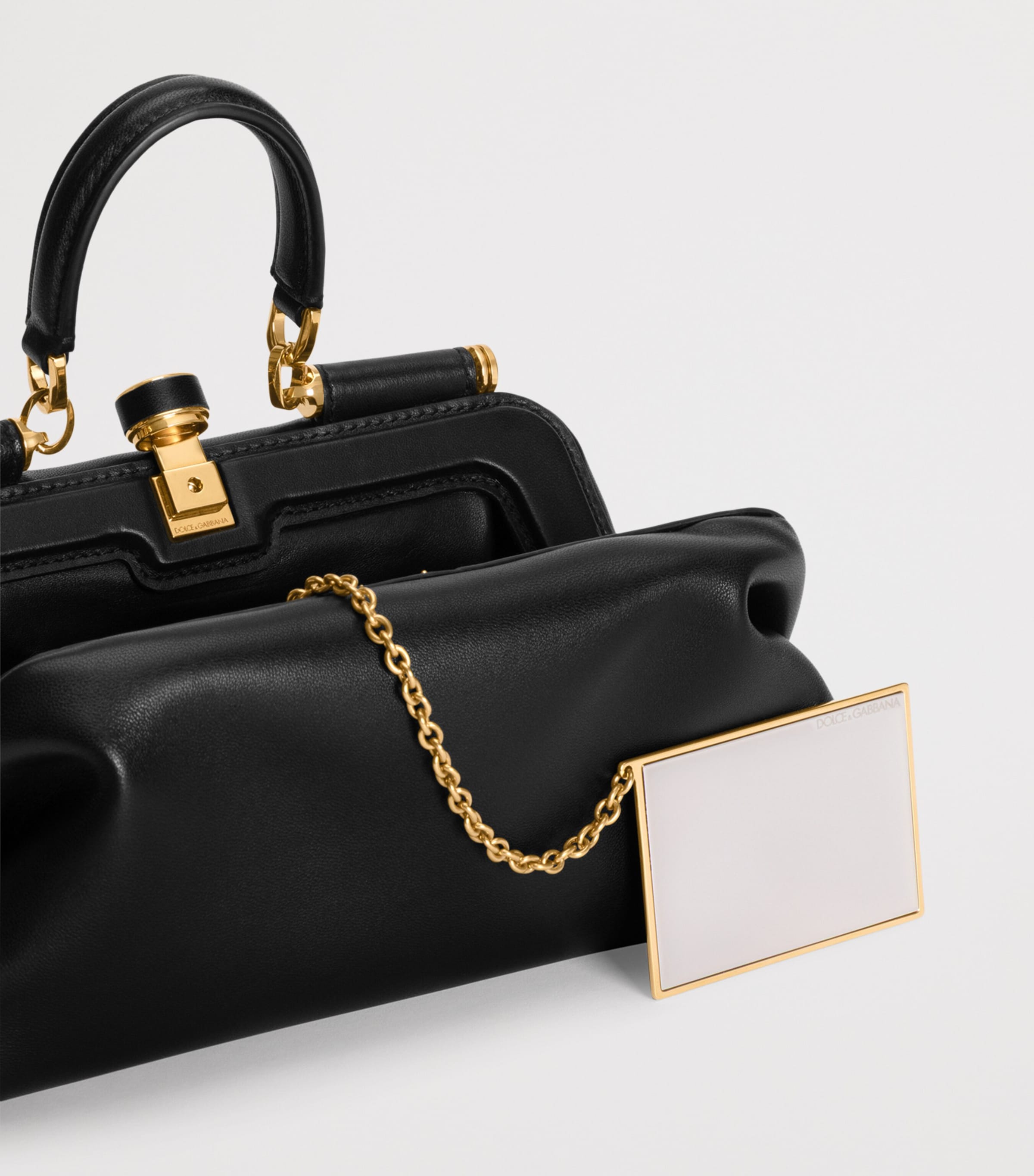 Dolce&Gabbana Leather Shoulder Bag Black Image 8