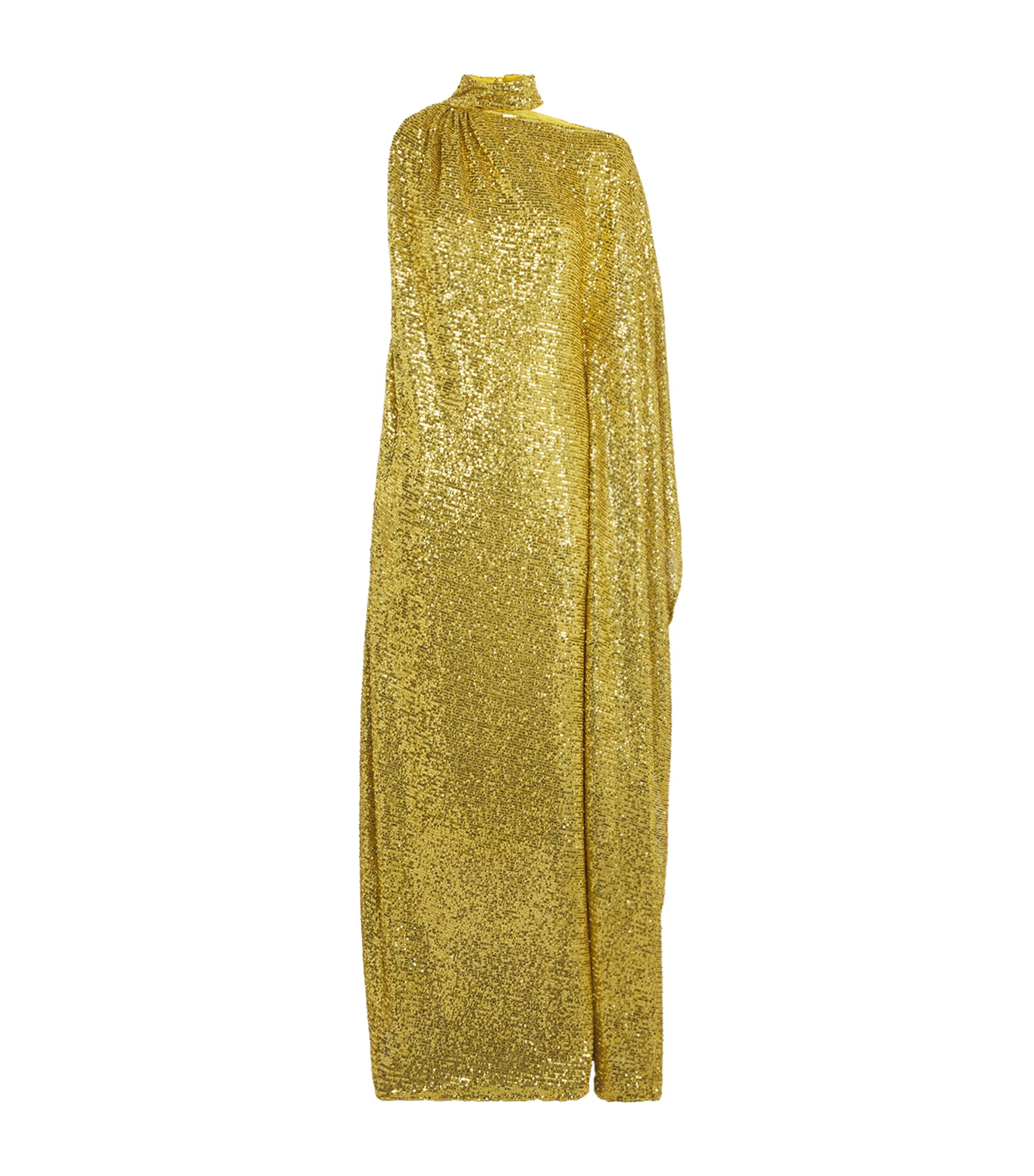 Taller Marmo Womens Sequinned Atlas Disco Maxi Dress Chartreuse Image 1