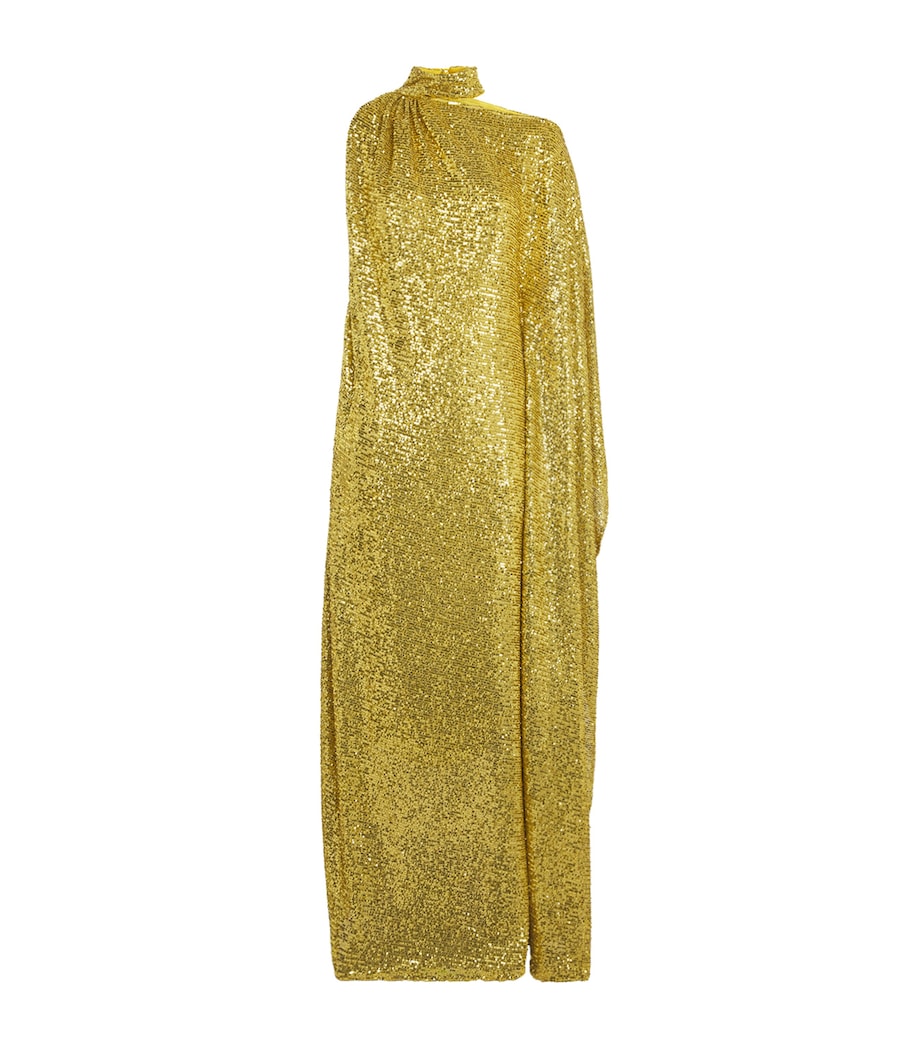 Taller Marmo Womens Sequinned Atlas Disco Maxi Dress Chartreuse Image 1