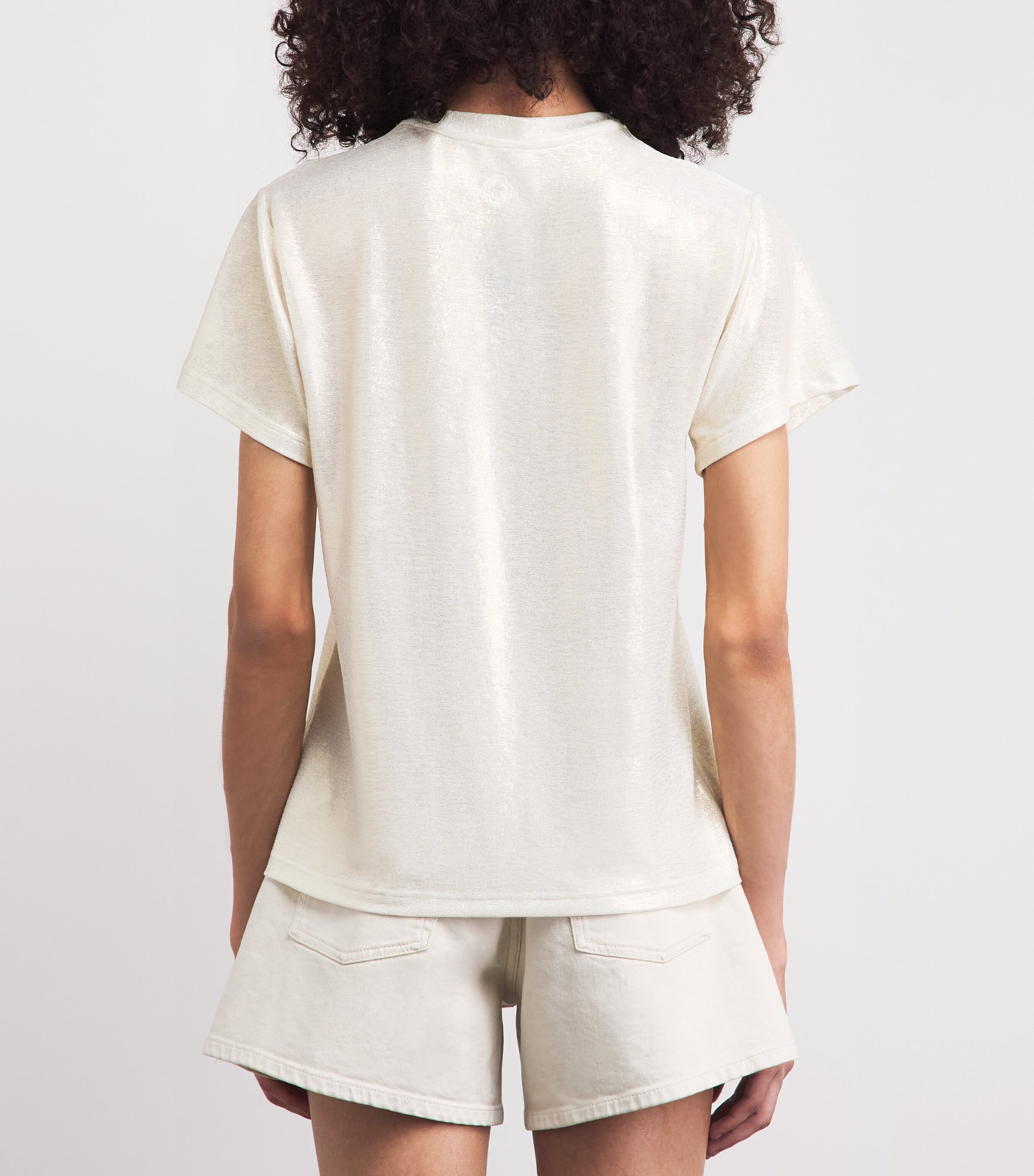 Maje Womens Lamé T-Shirt Gold Image 5