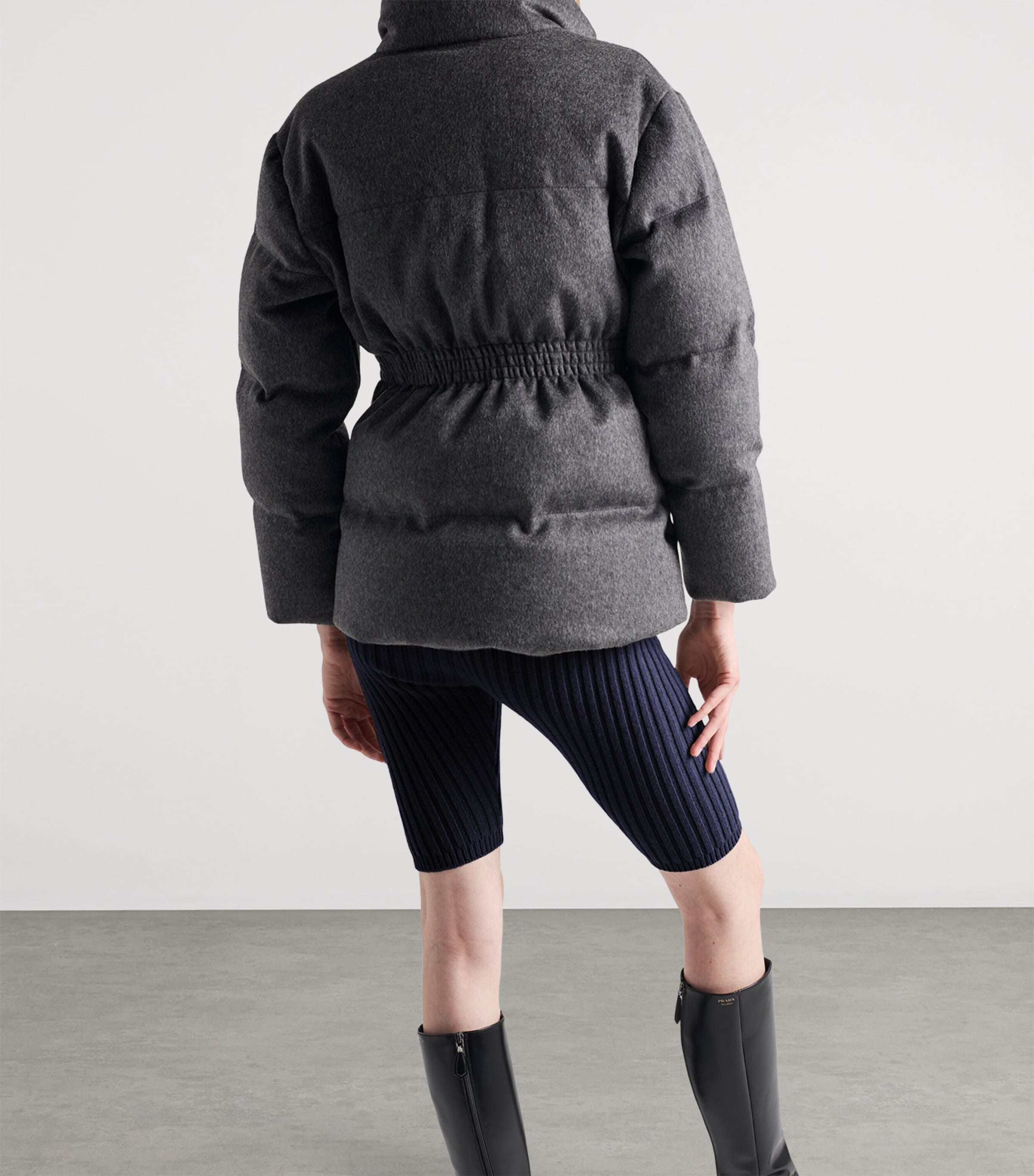 Prada Grey Wool Loden Down Jacket | Harrods FR