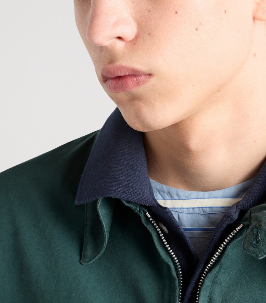 Prada Mens Cotton Long-Sleeve Polo Shirt Blue Image 3