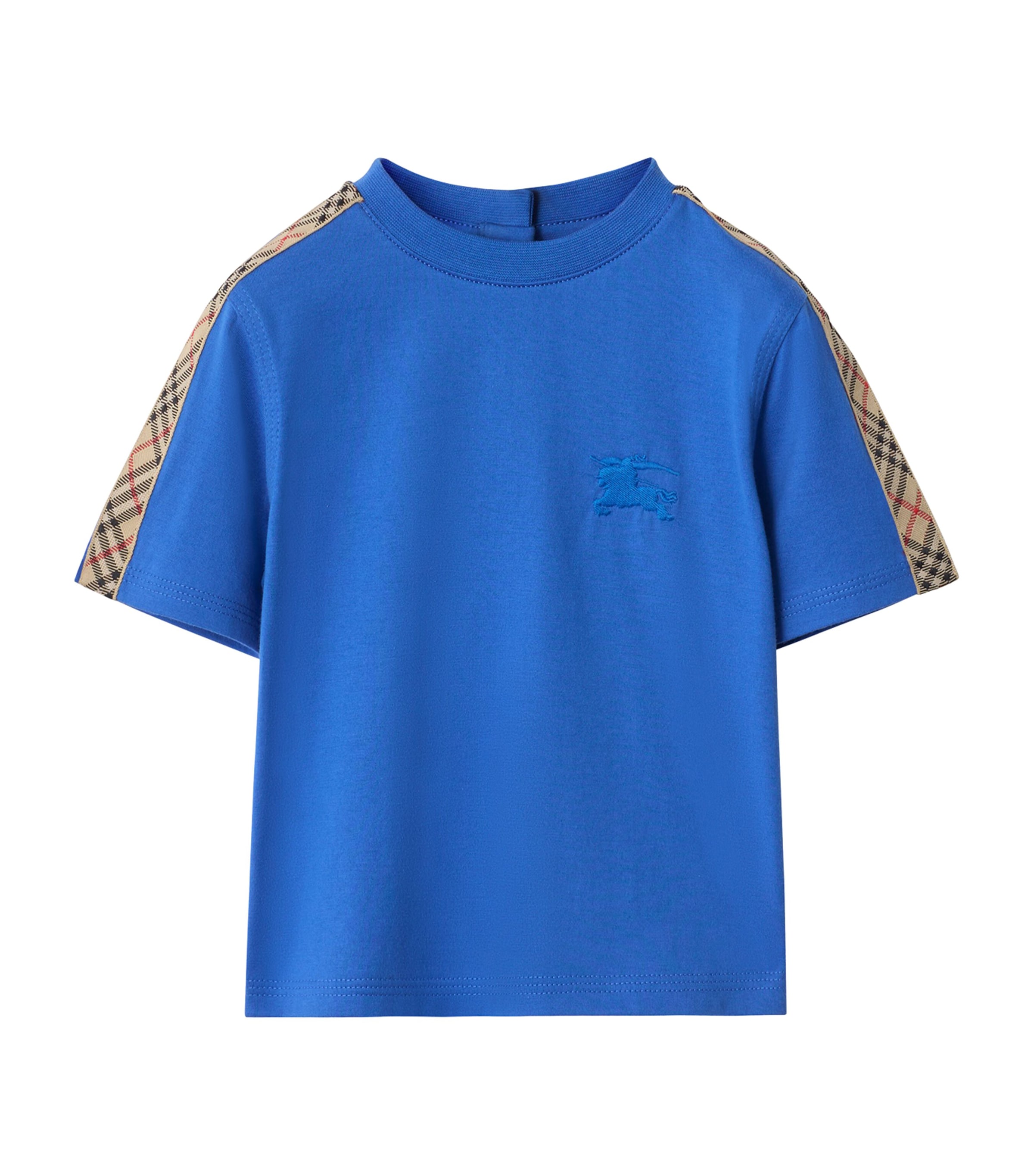 Burberry Kids Cotton Check-Trim T-Shirt (3-36 Months) Hyacinth Blue Image 1