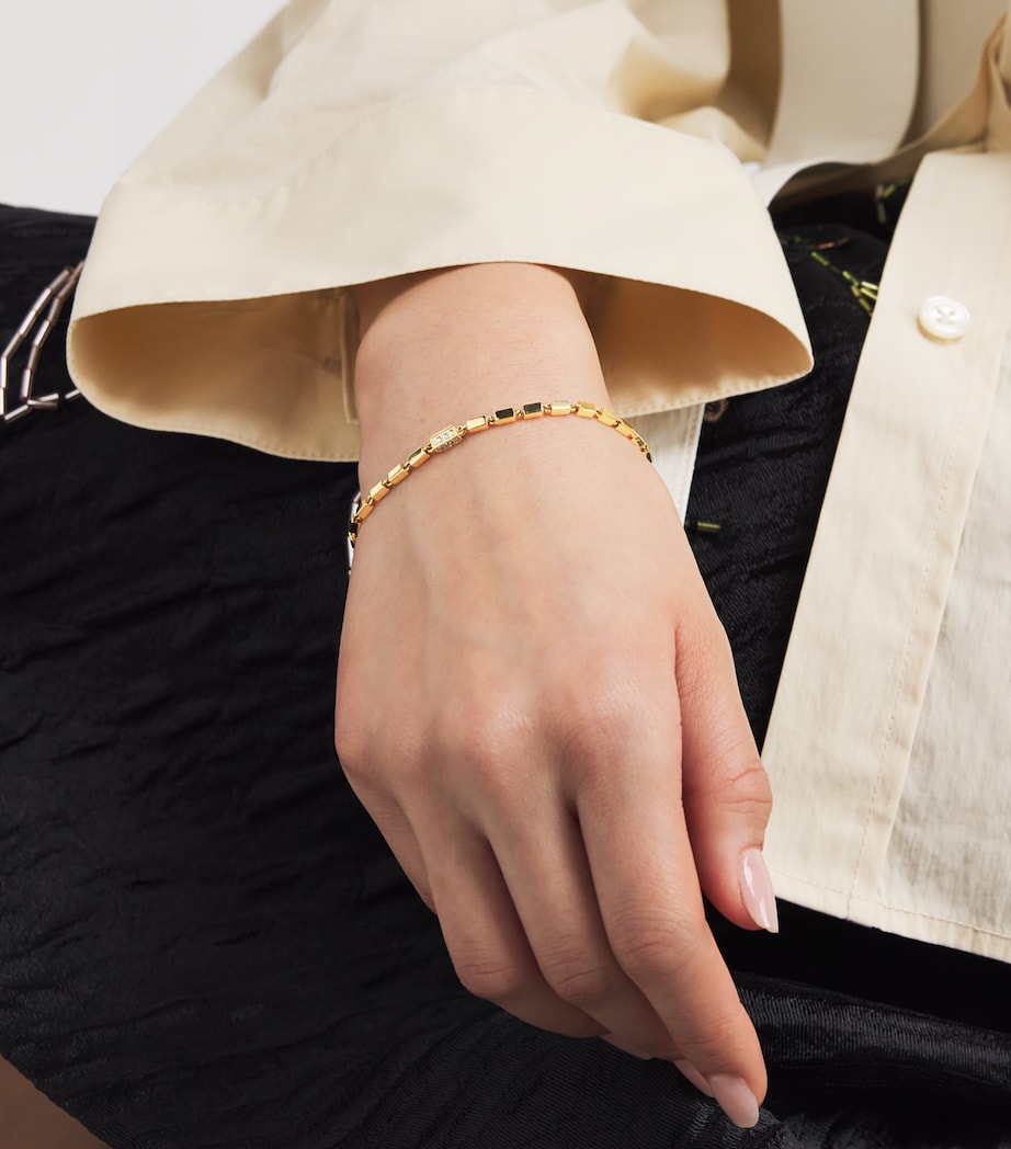 Suzanne Kalan Yellow Gold and Diamond Medium Block Chain Bracelet Yg/wd Image 2