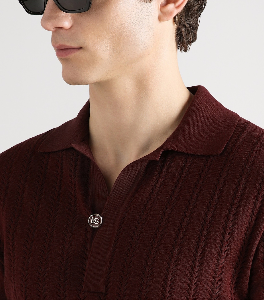 Dolce&Gabbana Mens Cotton Polo Shirt Very Dark Aube Image 5