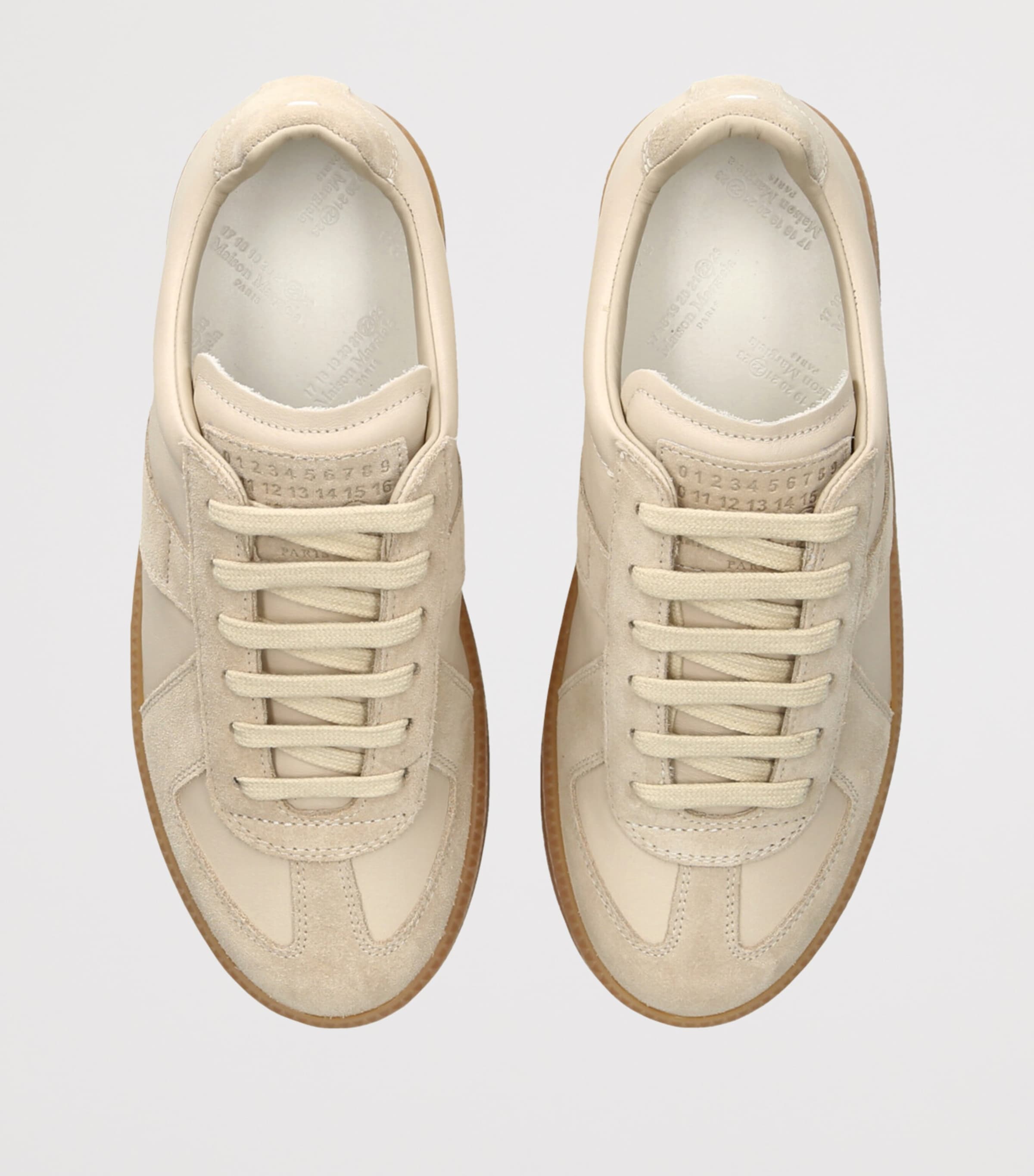 Maison Margiela Beige Leather-Suede Chunky Replica Sneakers 