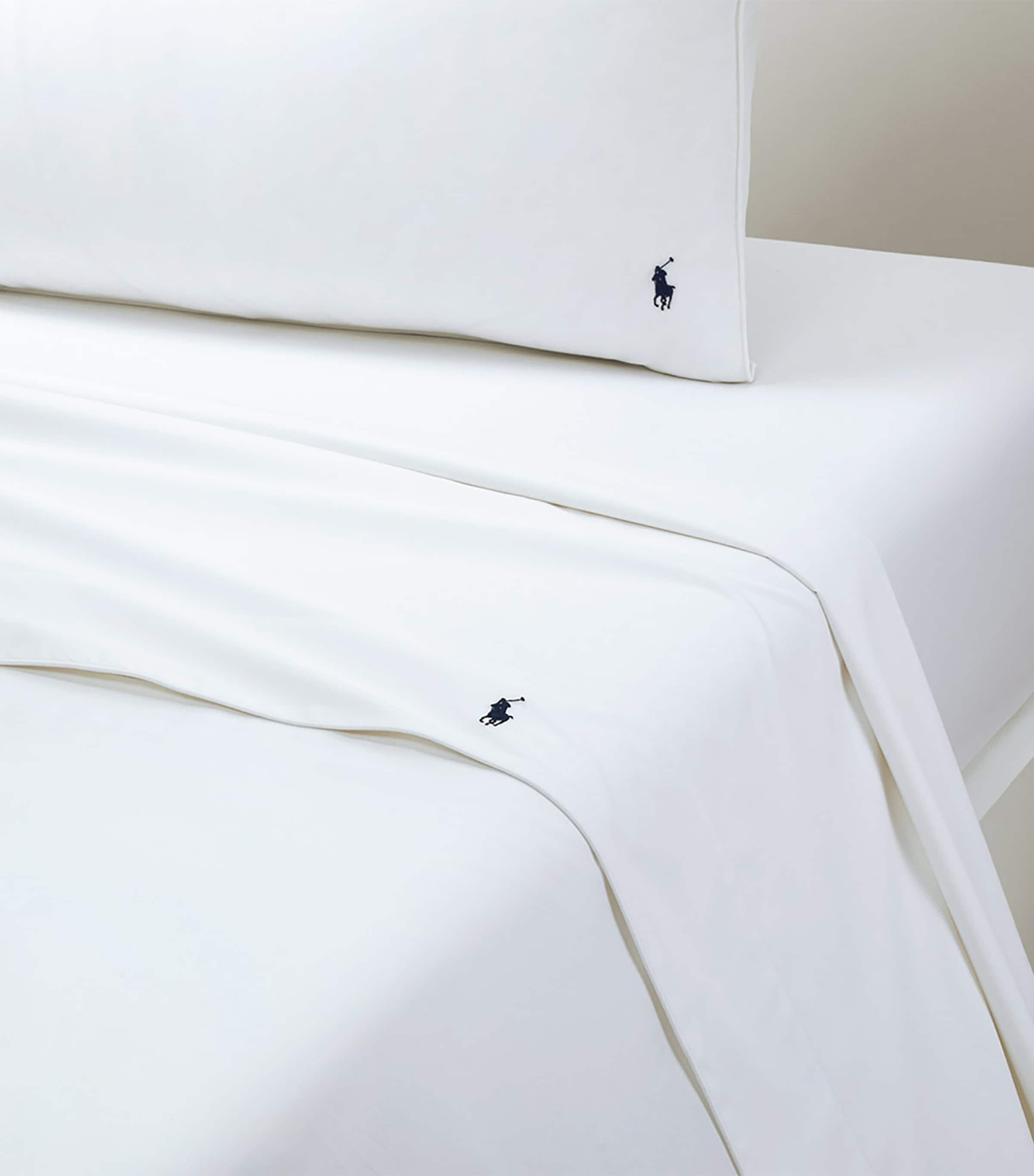 Ralph Lauren Home Polo Player Double Flat Sheet (240cm x 280cm) White Image 2