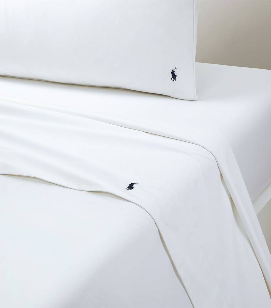 Polo Player Double Flat Sheet (240cm x 280cm) WHITE Image 2