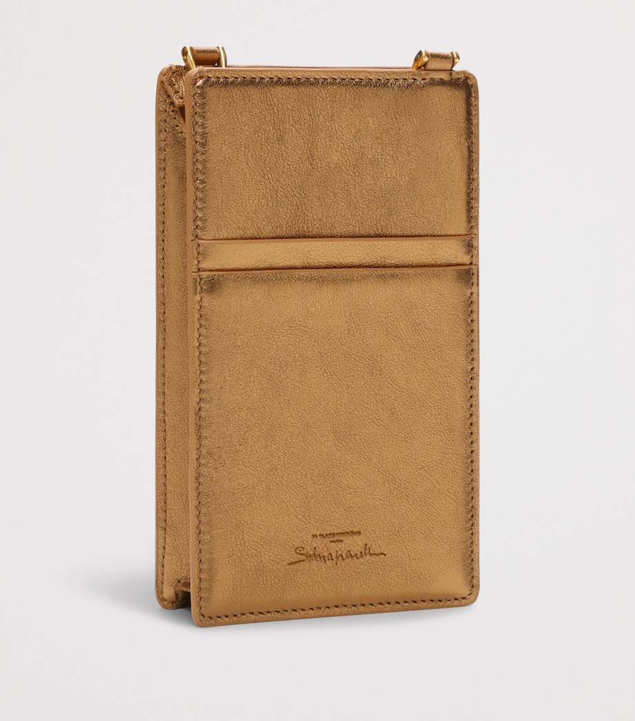 Schiaparelli Leather Face Phone Pouch Bronze Image 2