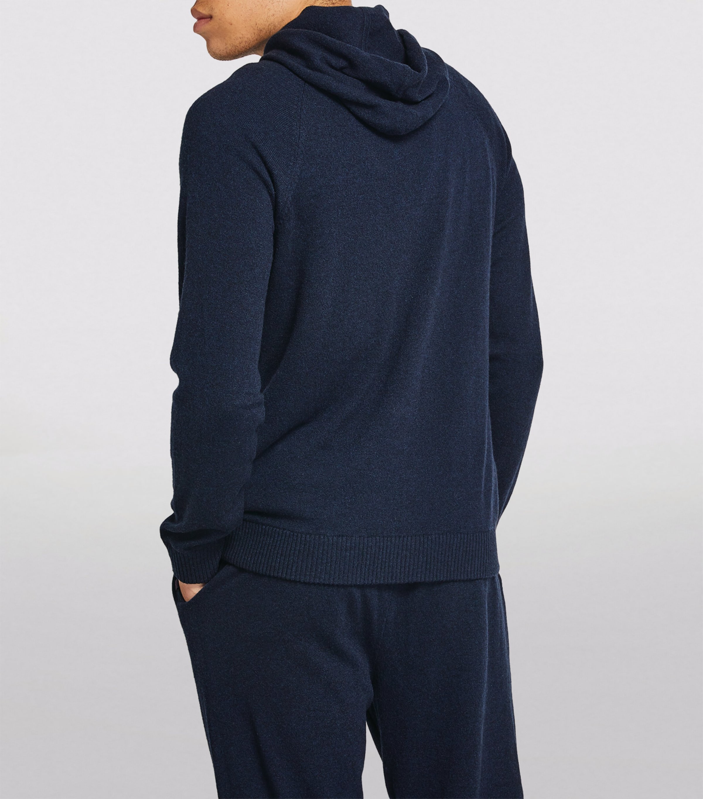 Cashmere Zip-Up Hoodie NAV-BLUE Image 4