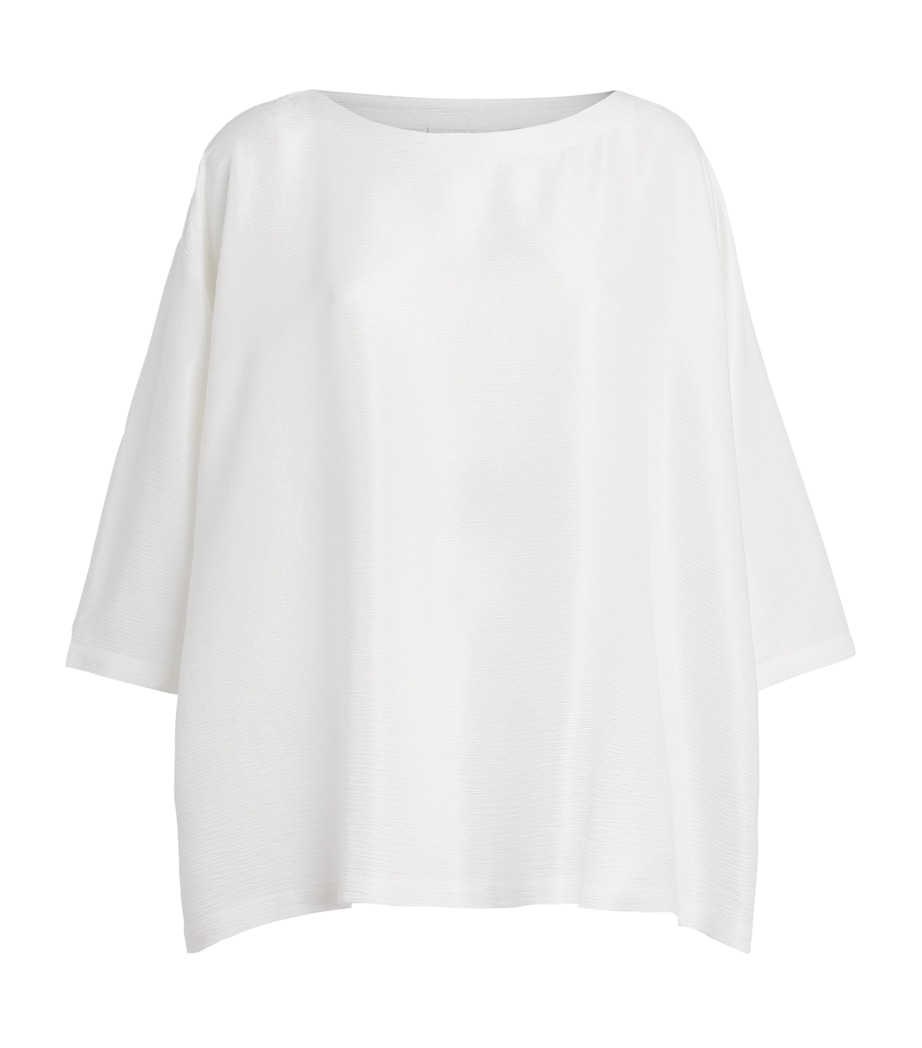 Silk Plissé Scoop-Neck Top WHITE Image 1