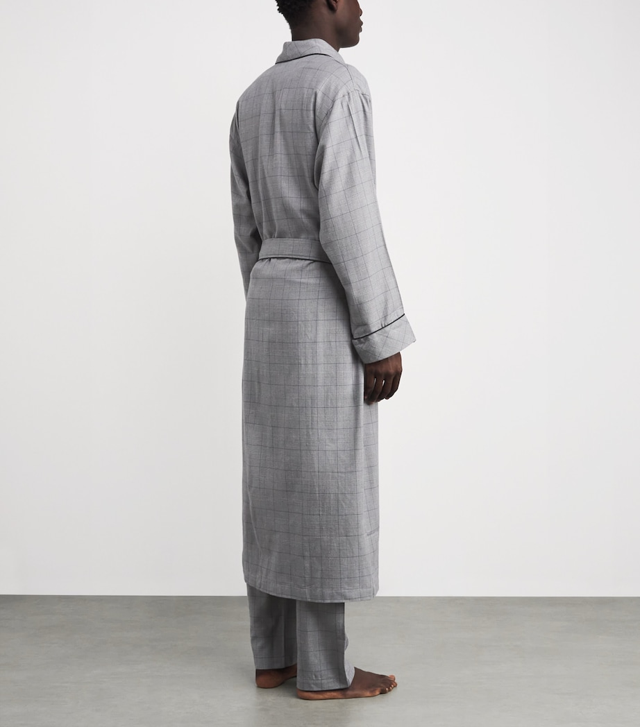 Cotton-Wool Flannel Robe 075 DARK GREY CHECK Image 4