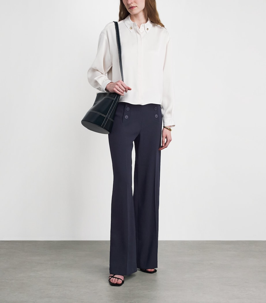 Claudie Pierlot Womens Sailor Wide-Leg Trousers Navy Image 2