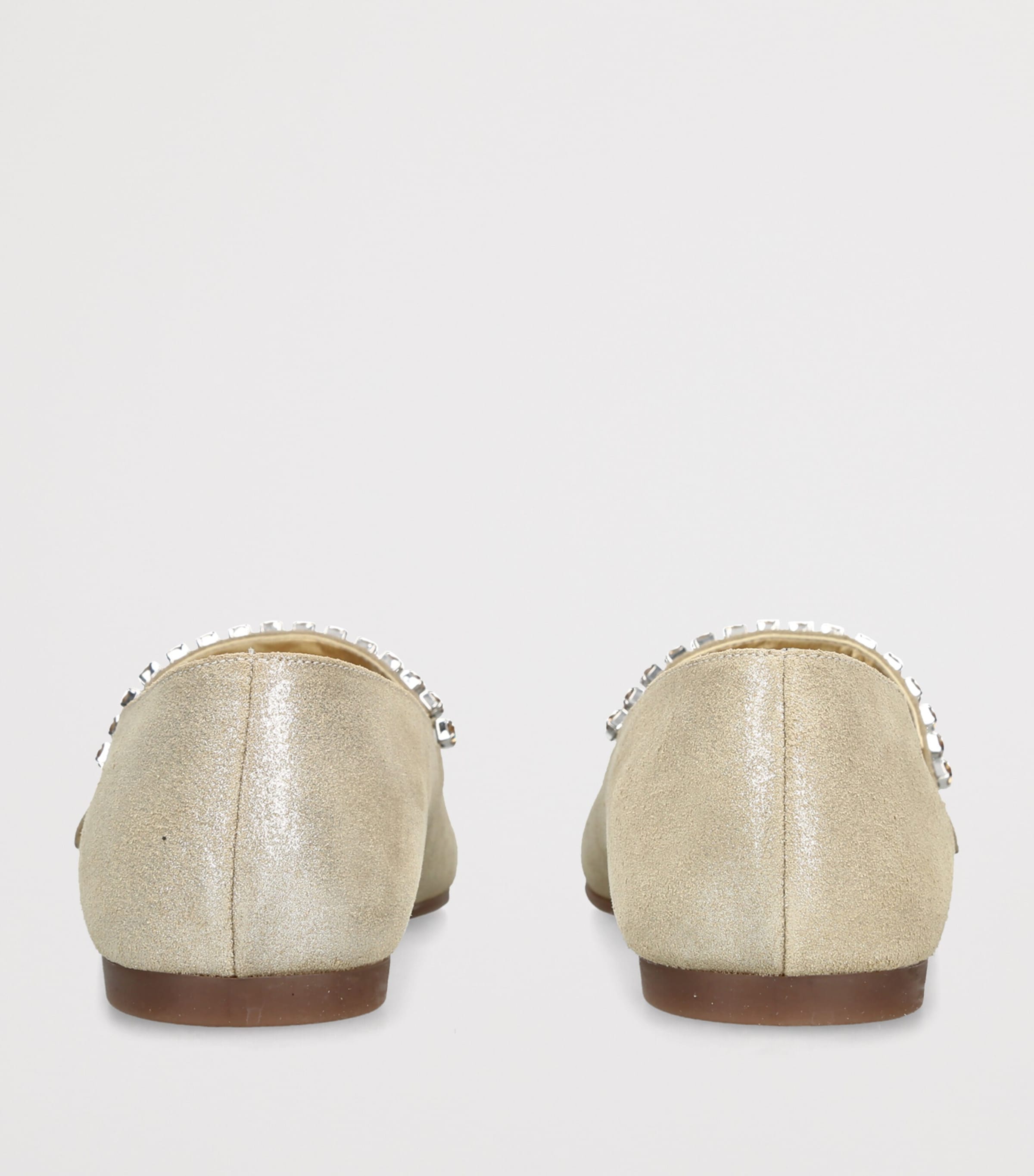 BabyWalker Leather Crystal-Strap Ballet Flats Gold Image 4