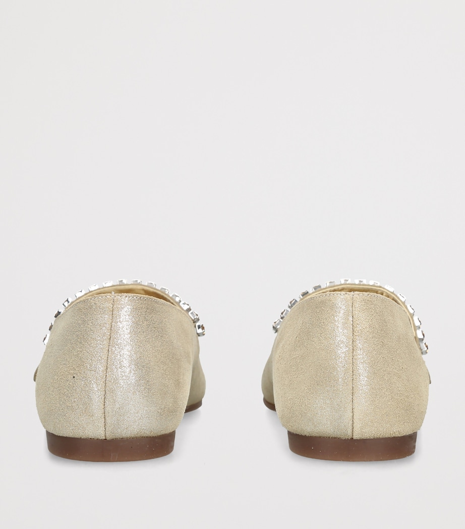 BabyWalker Leather Crystal-Strap Ballet Flats Gold Image 4