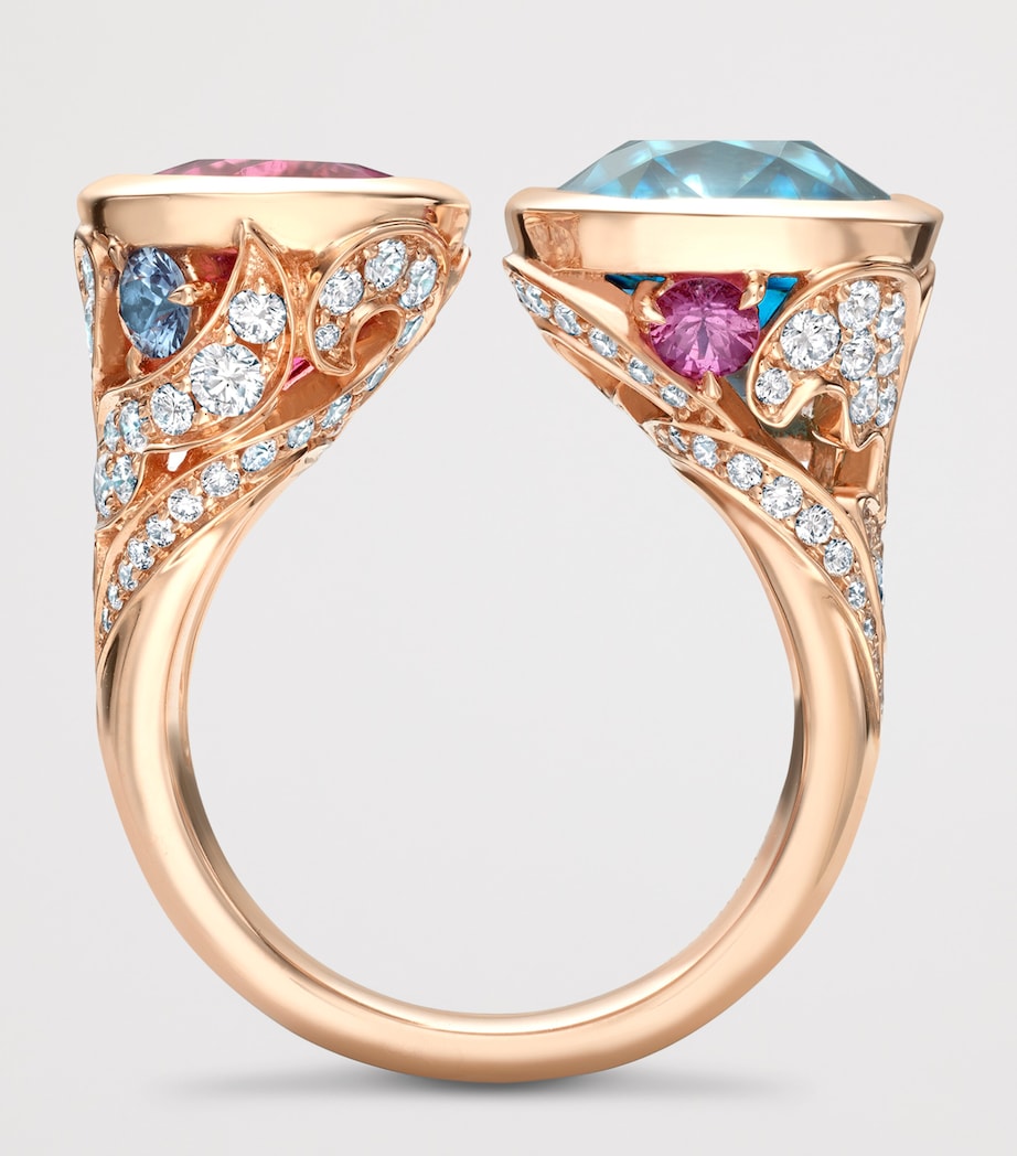 Boodles Rose Gold, Diamond and Gemstone The Palace Collection Royal Damask Gemini Ring Pink Image 4