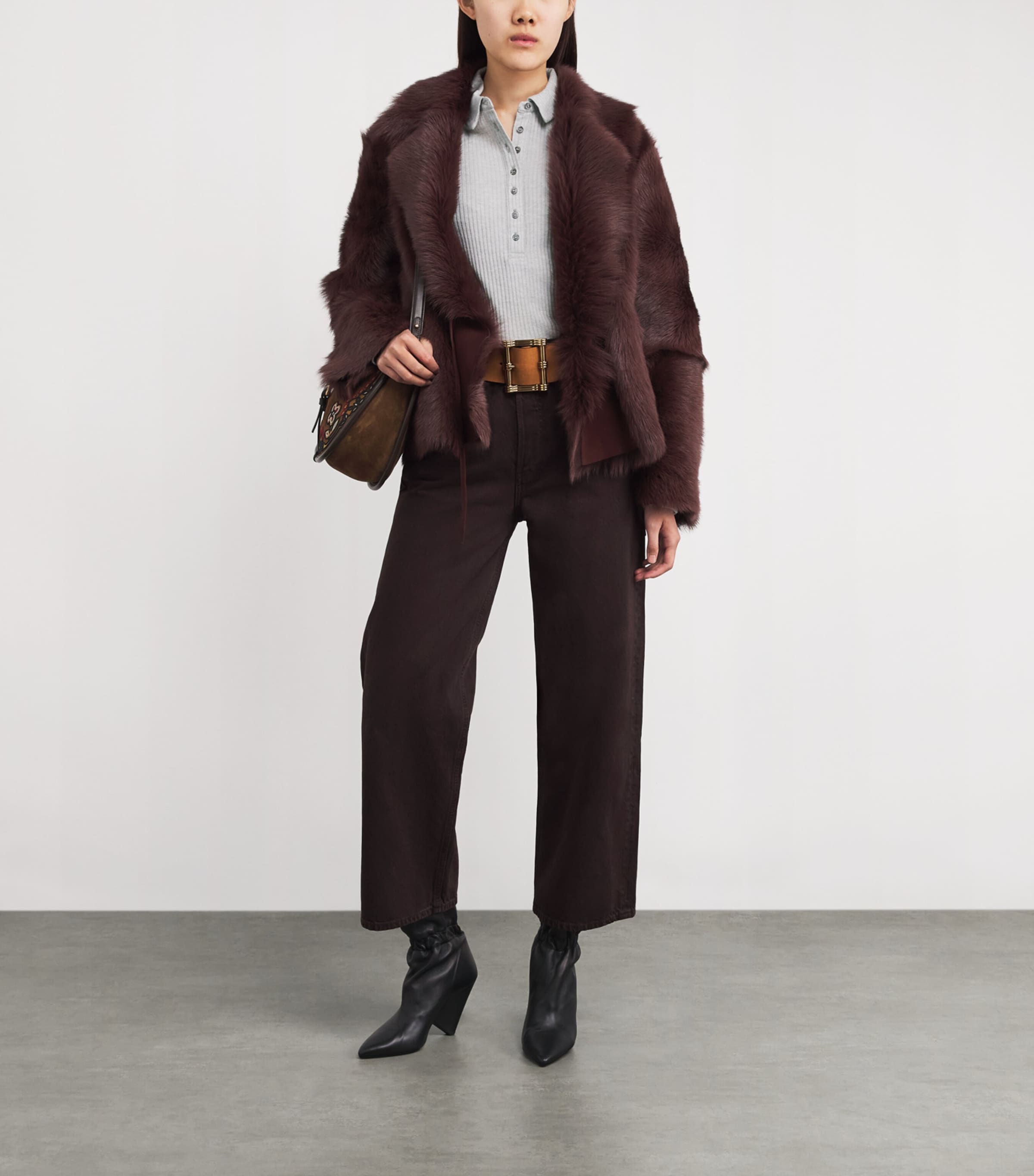 Ribbed Eden Polo Top HEATHER GREY Image 2