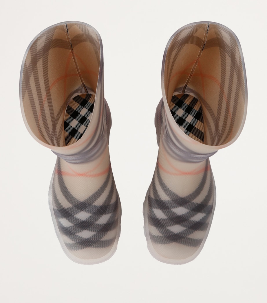 Burberry Kids Rubber Check Marsh Boots Tan Comb Image 4