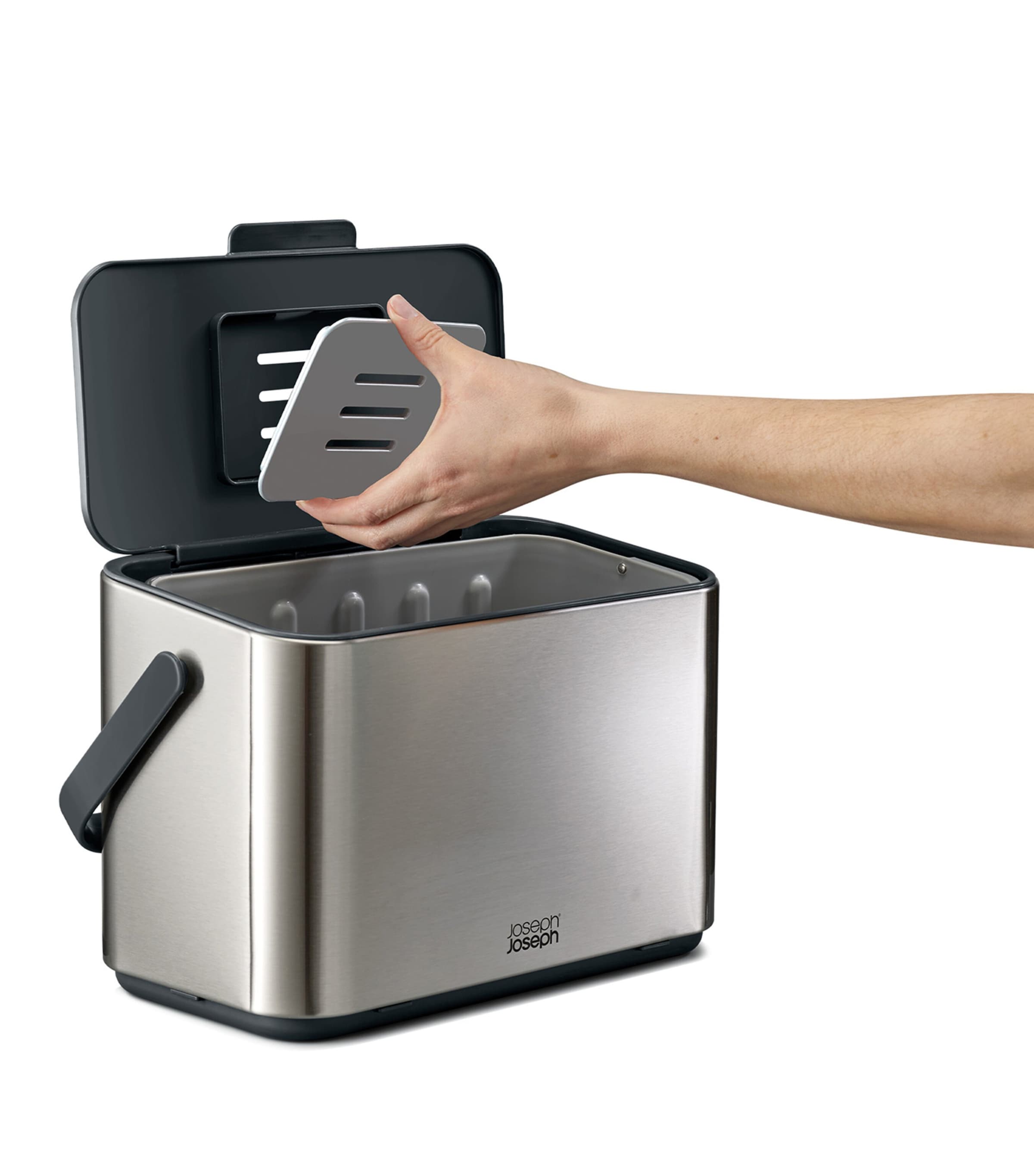 Stainless Steel Premium Food Waste Caddy (4L) SS/DARK GREY Image 2