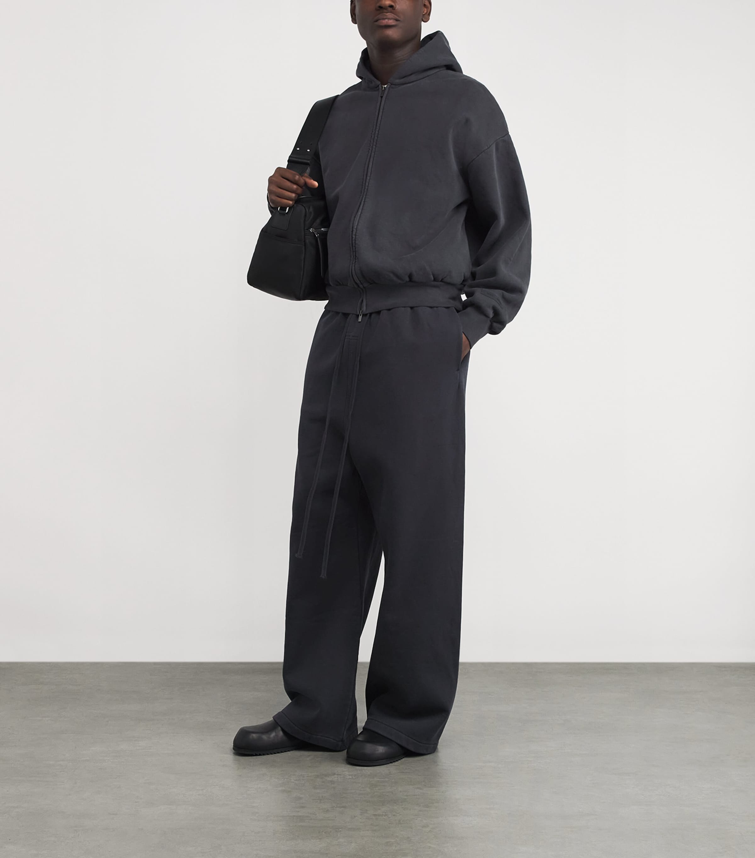 Cotton Script Logo Hoodie VINTAGE BLACK Image 2