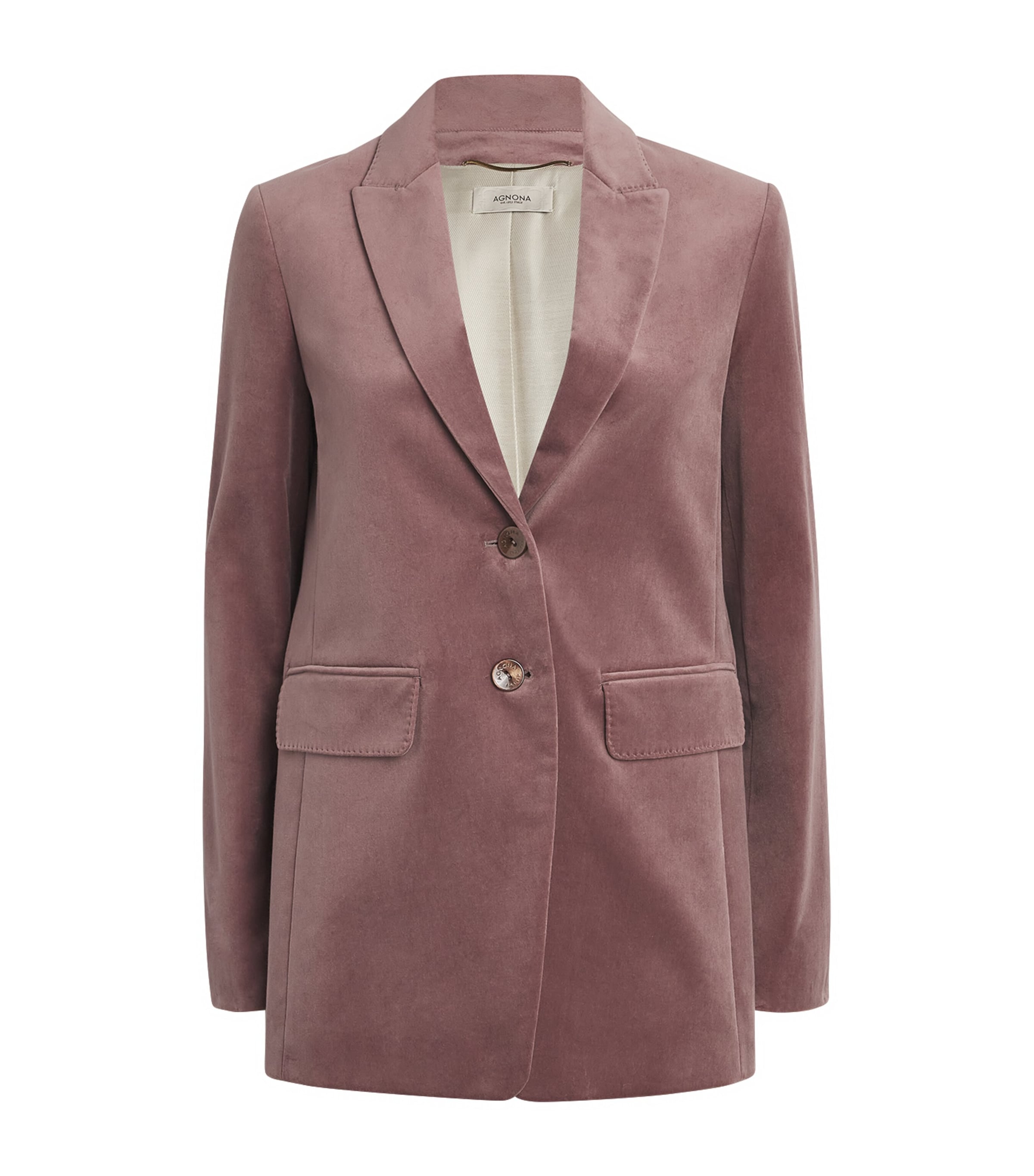 Agnona Velvet Single-breasted Blazer In Purple