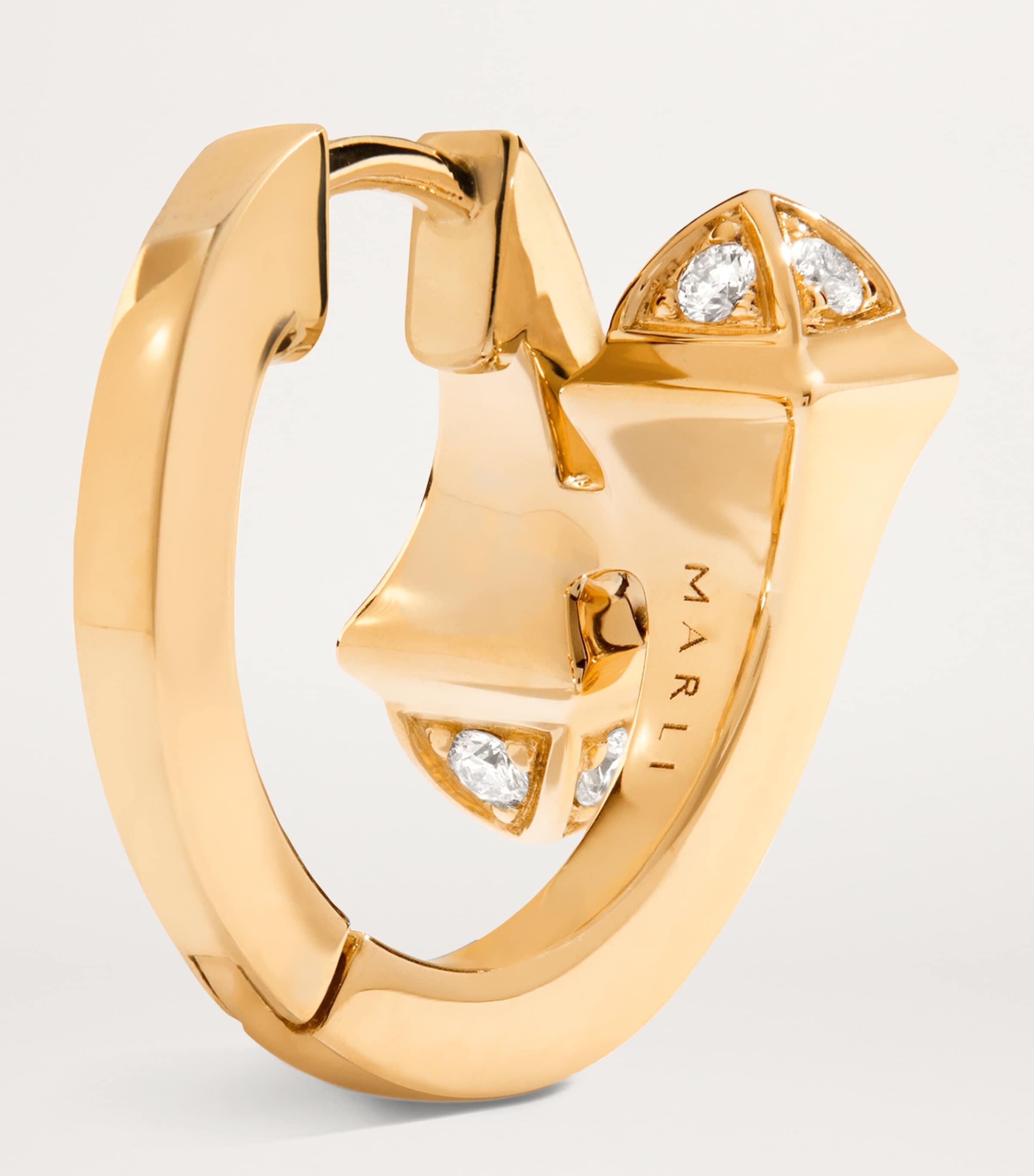 Yellow Gold and Diamond Cleo Huggie Earrings YELLOW GOLD Image 3