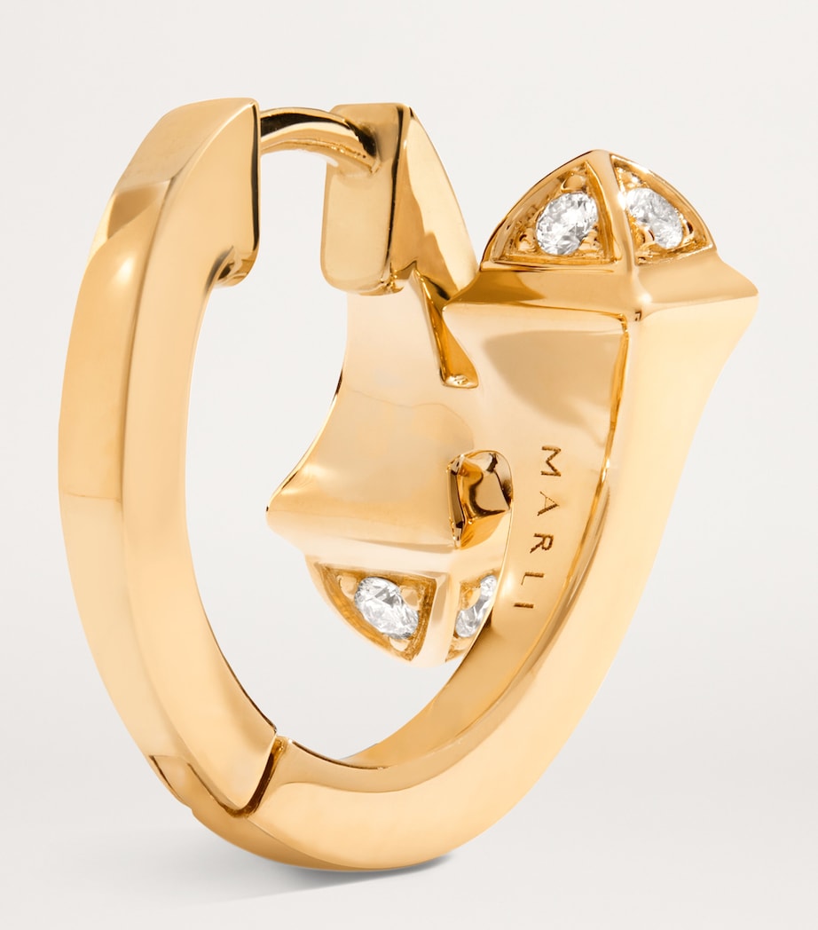 Yellow Gold and Diamond Cleo Huggie Earrings YELLOW GOLD Image 3