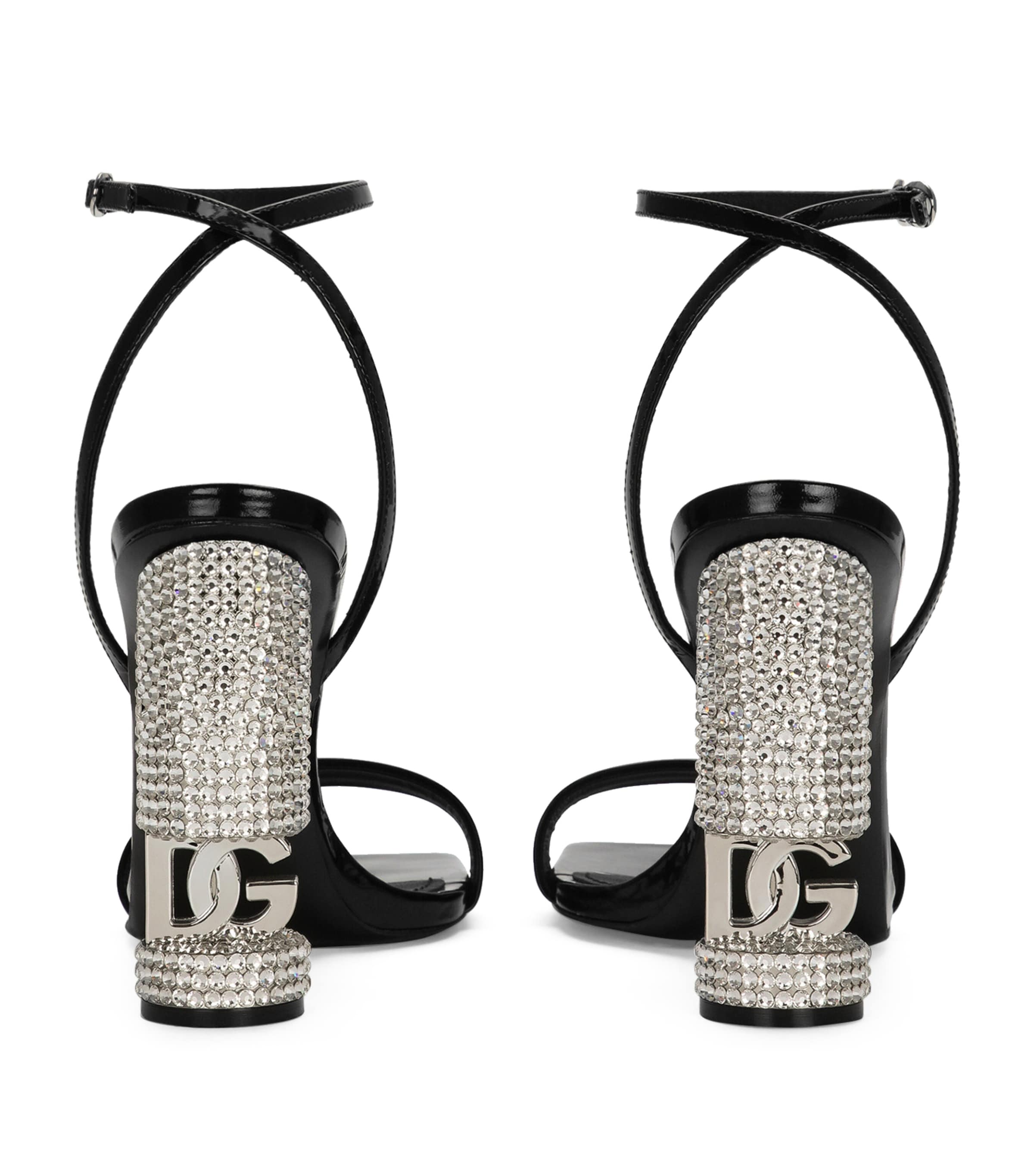 Calfskin Embellished Heeled Sandals 105 80999-BLACK Image 2