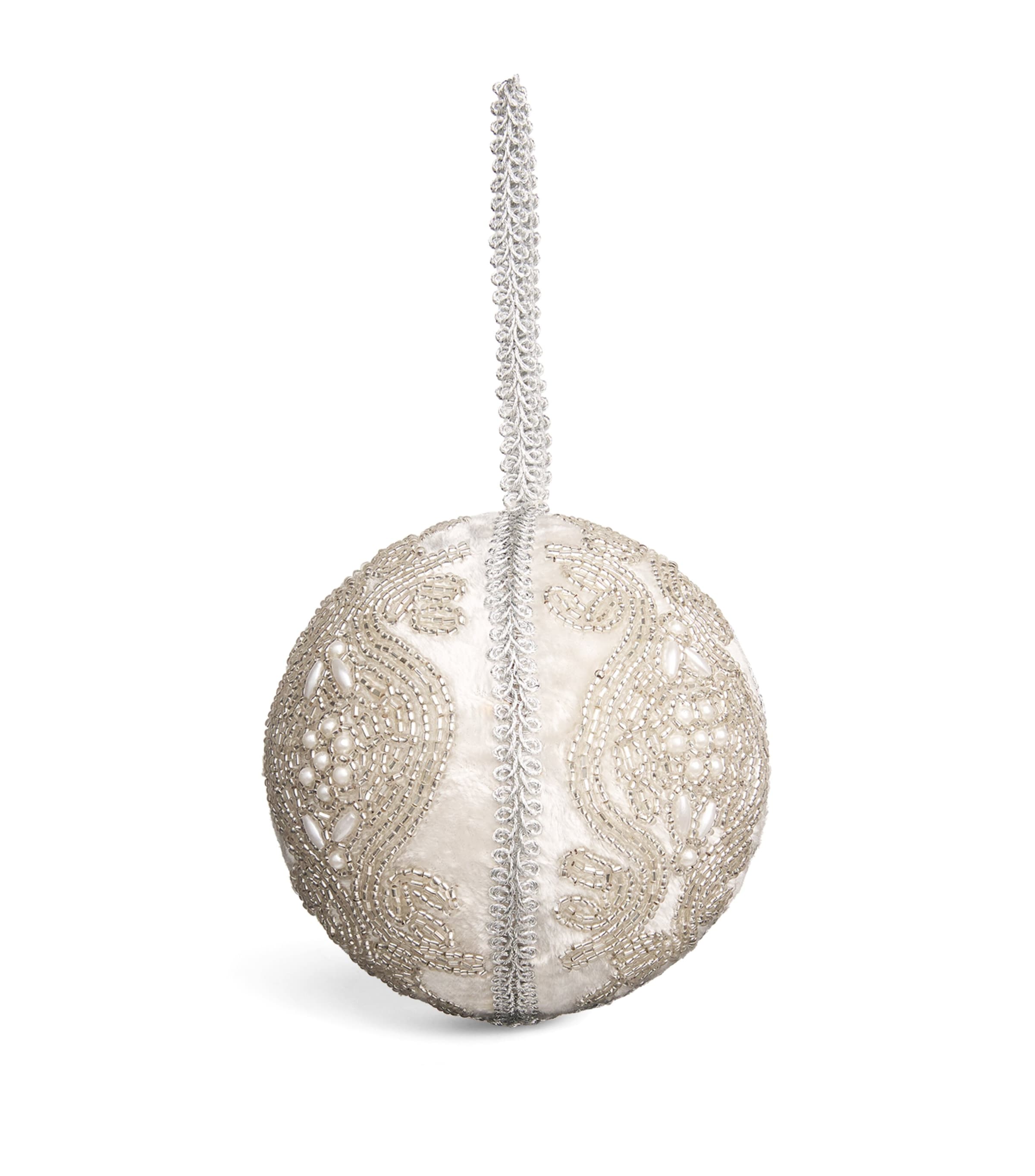 Harrods Velvet Embellished Bauble In White