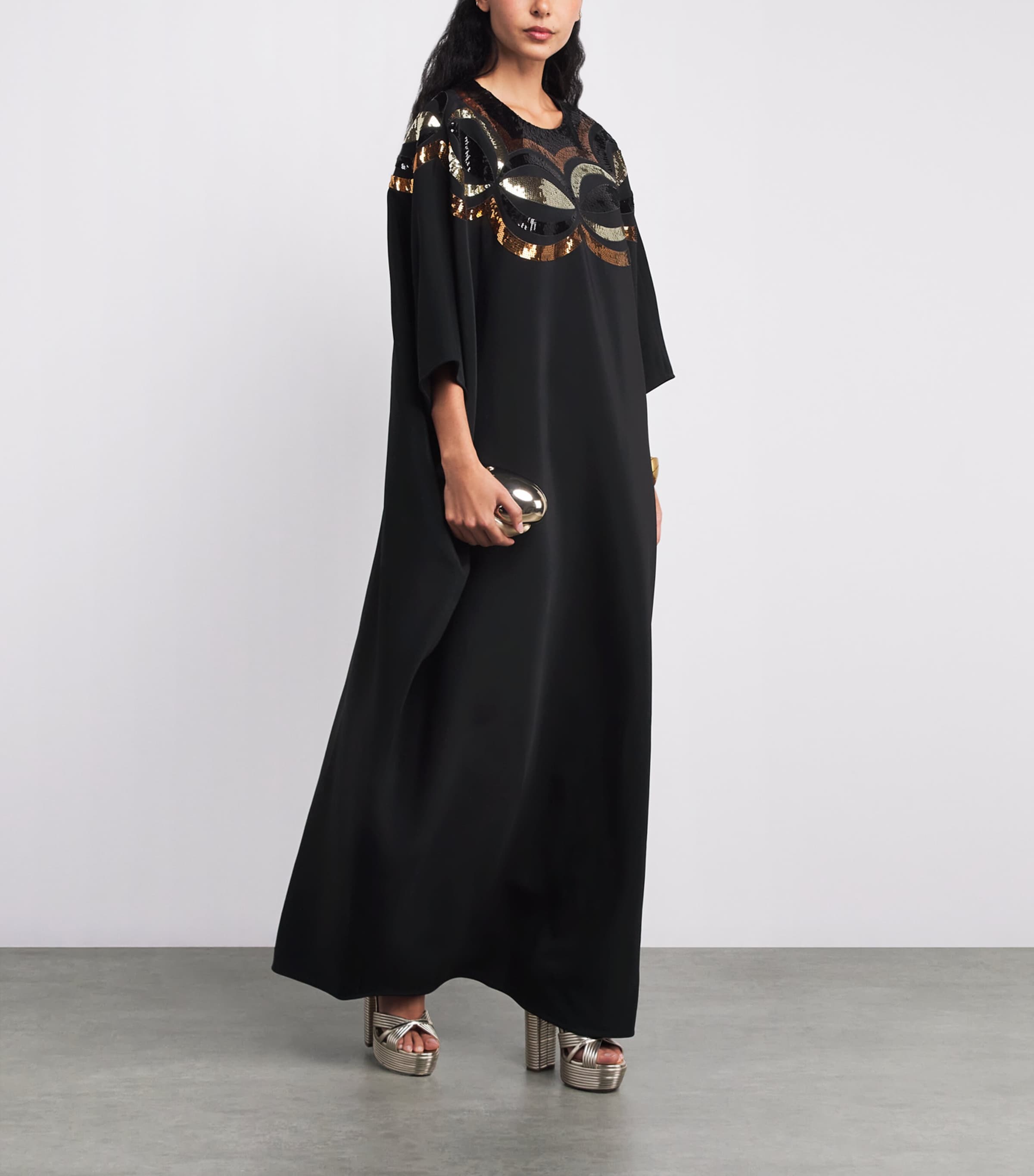 Crepe Sequin-Embellished Maxi Kaftan Dress 999/NERO Image 2
