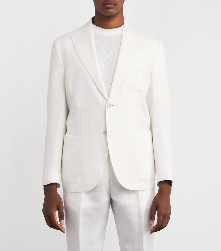 x Harrods Linen Single-Breasted Blazer BIANCO Image 3
