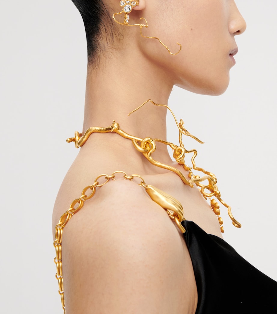 Schiaparelli Rhinestone-Embellished Vine Necklace Gold Image 3