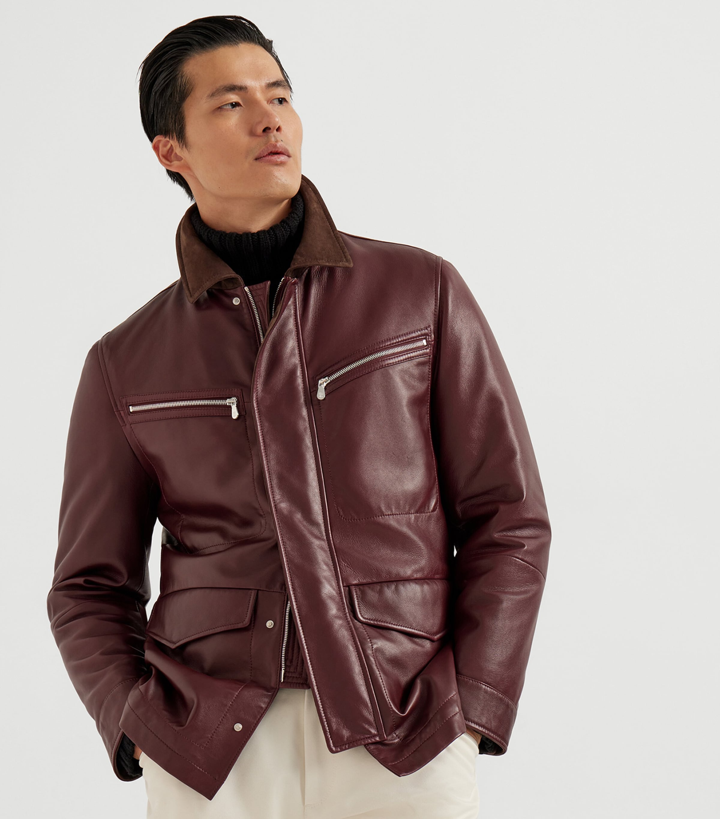 Leather-Suede Padded Jacket CMG69 Image 2