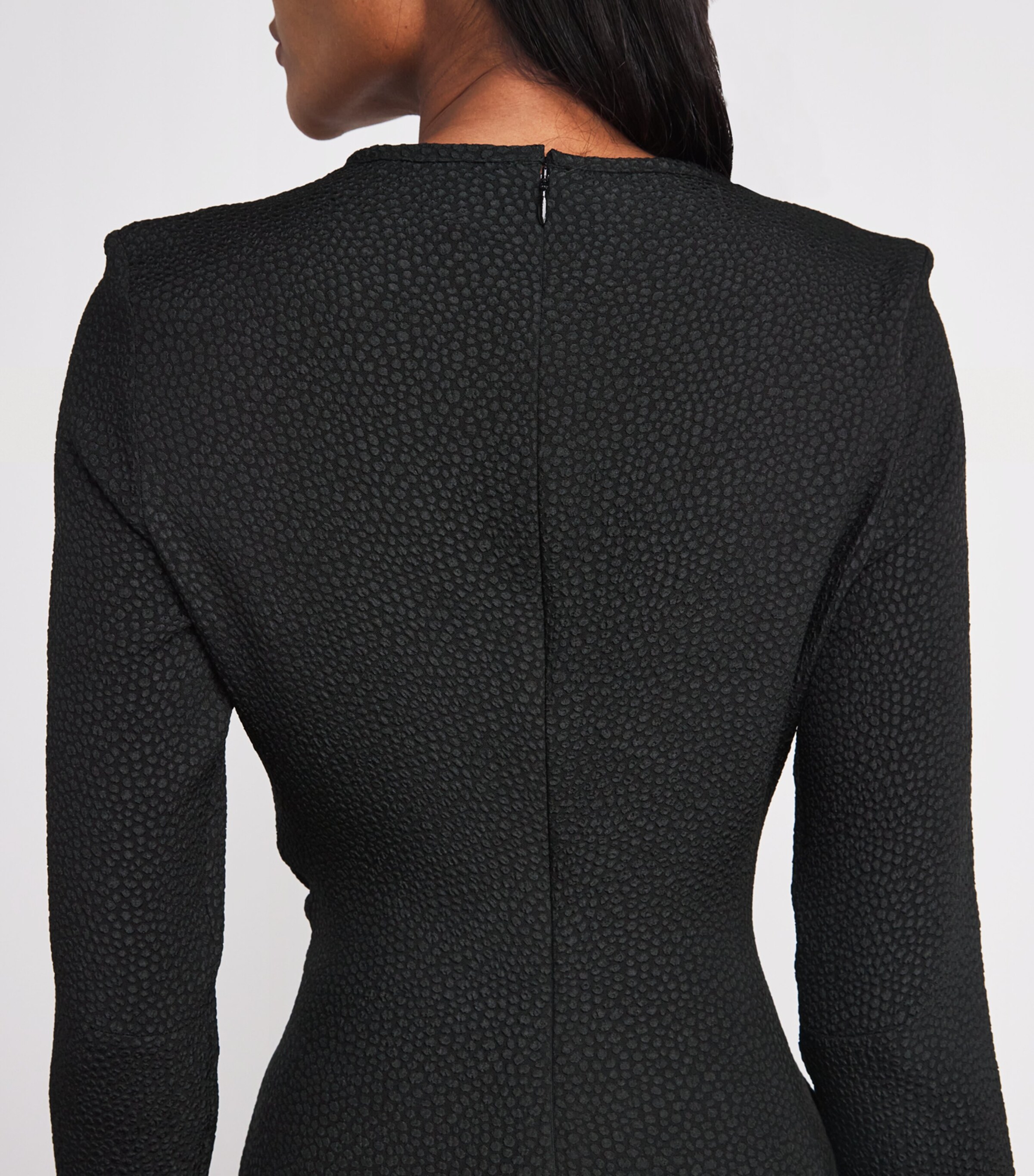 Edeline Lee Womens Jacquard Long-Sleeve Flèche Midi Dress Bla Image 4