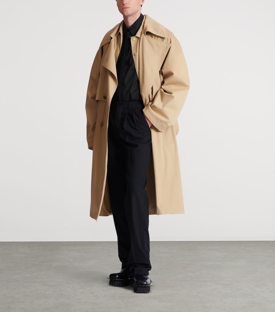 Virgin Wool Pleated Flared Trousers 0PA NOIR Image 3