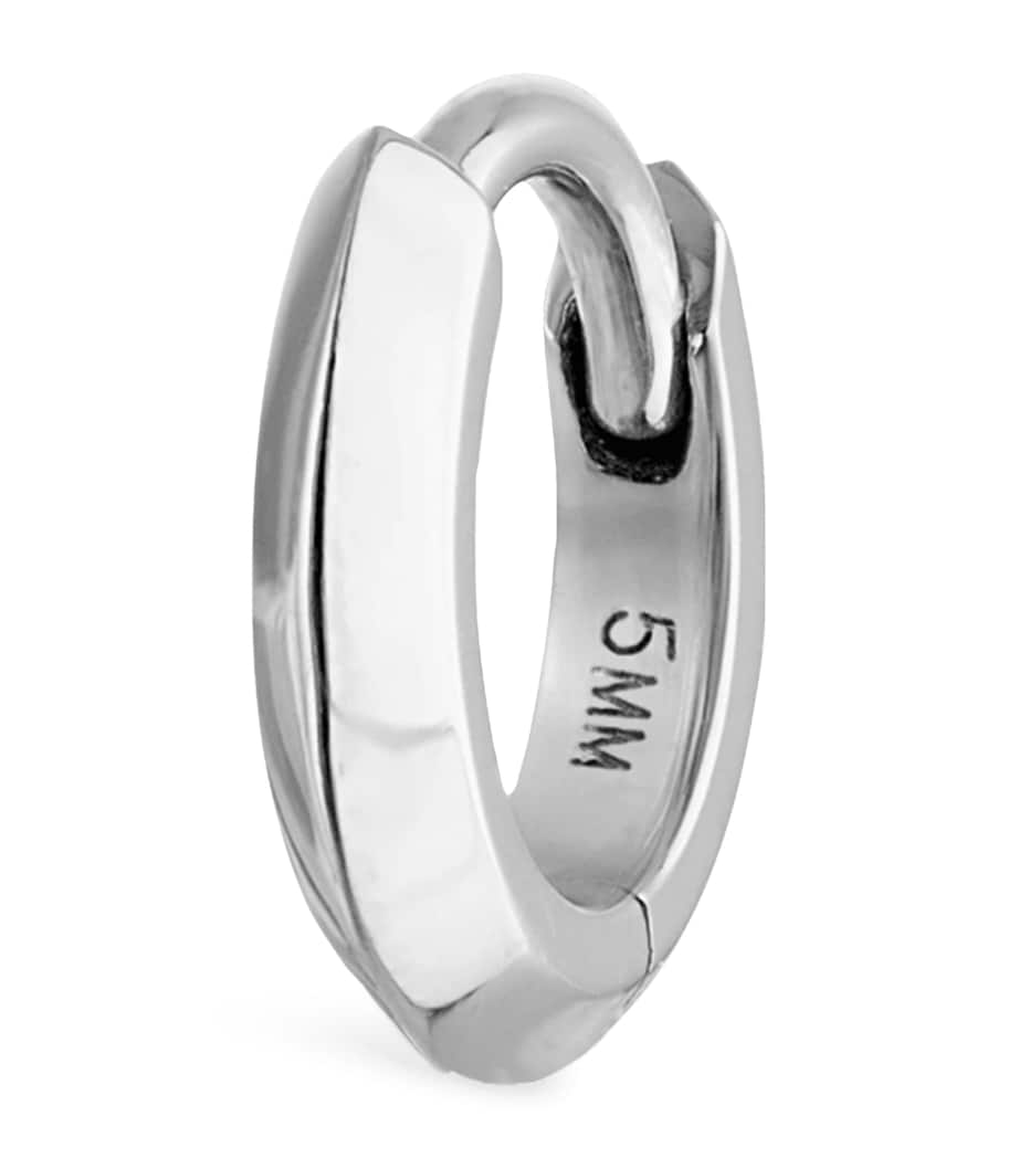 Faceted Metal Vertex Single Hoop Earring (5mm) WHITE GOLD Image 1