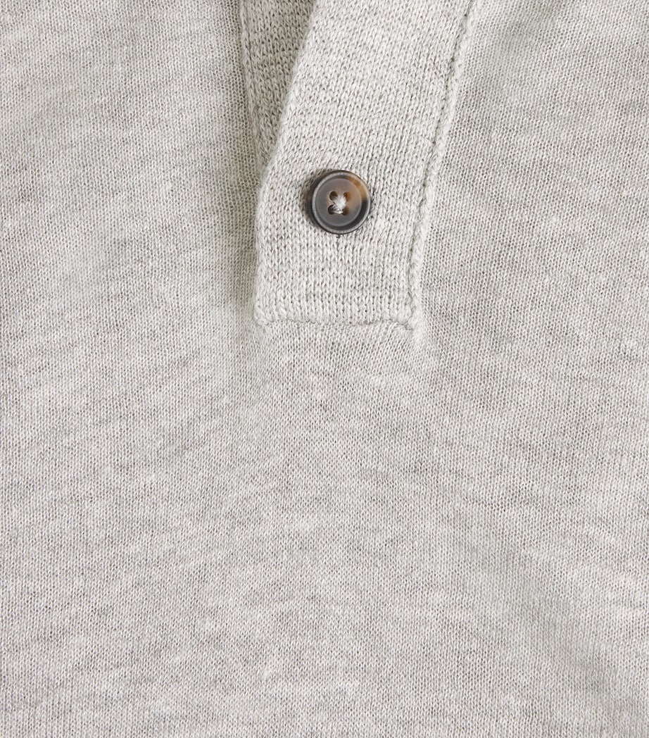 Eleventy Mens Linen-Cotton-Cashmere-Silk Polo Shirt Gr Chiaro, Bianco Image 6