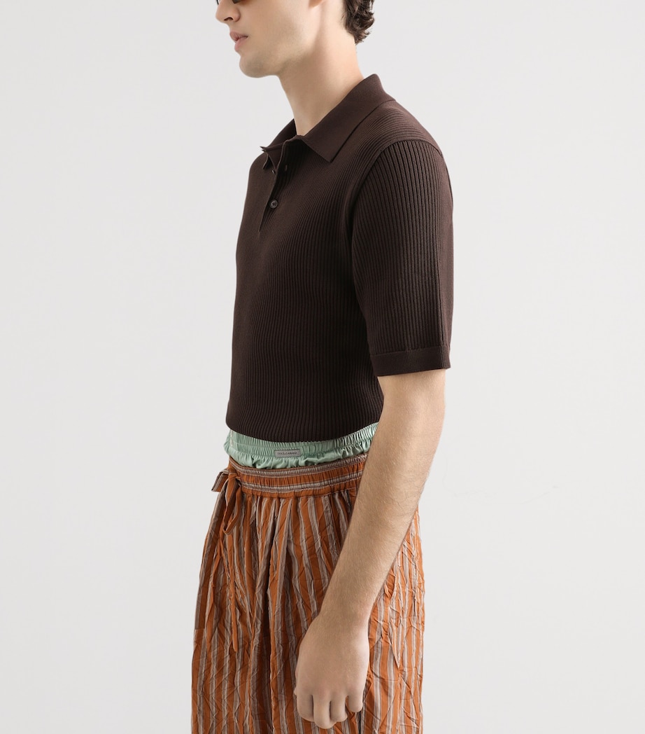 Dolce&Gabbana Mens Cotton Polo Shirt Brow Image 5