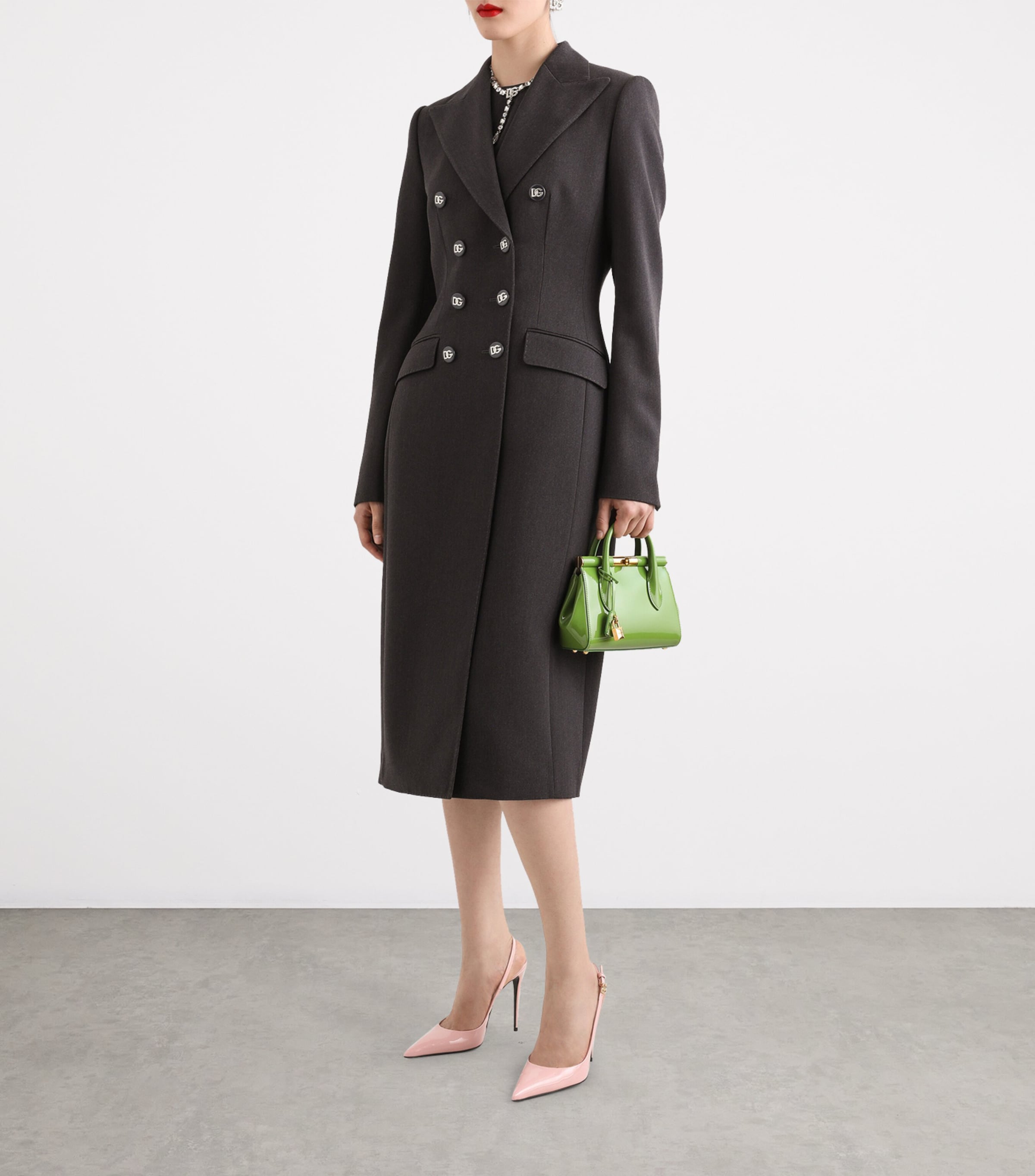 Virgin Wool Logo-Button Overcoat S8290-MELANGE GREY Image 2