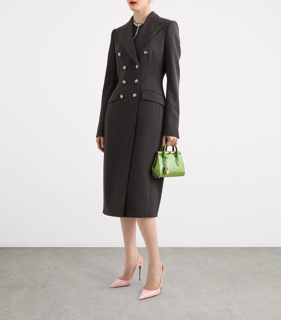 Virgin Wool Logo-Button Overcoat S8290-MELANGE GREY Image 2