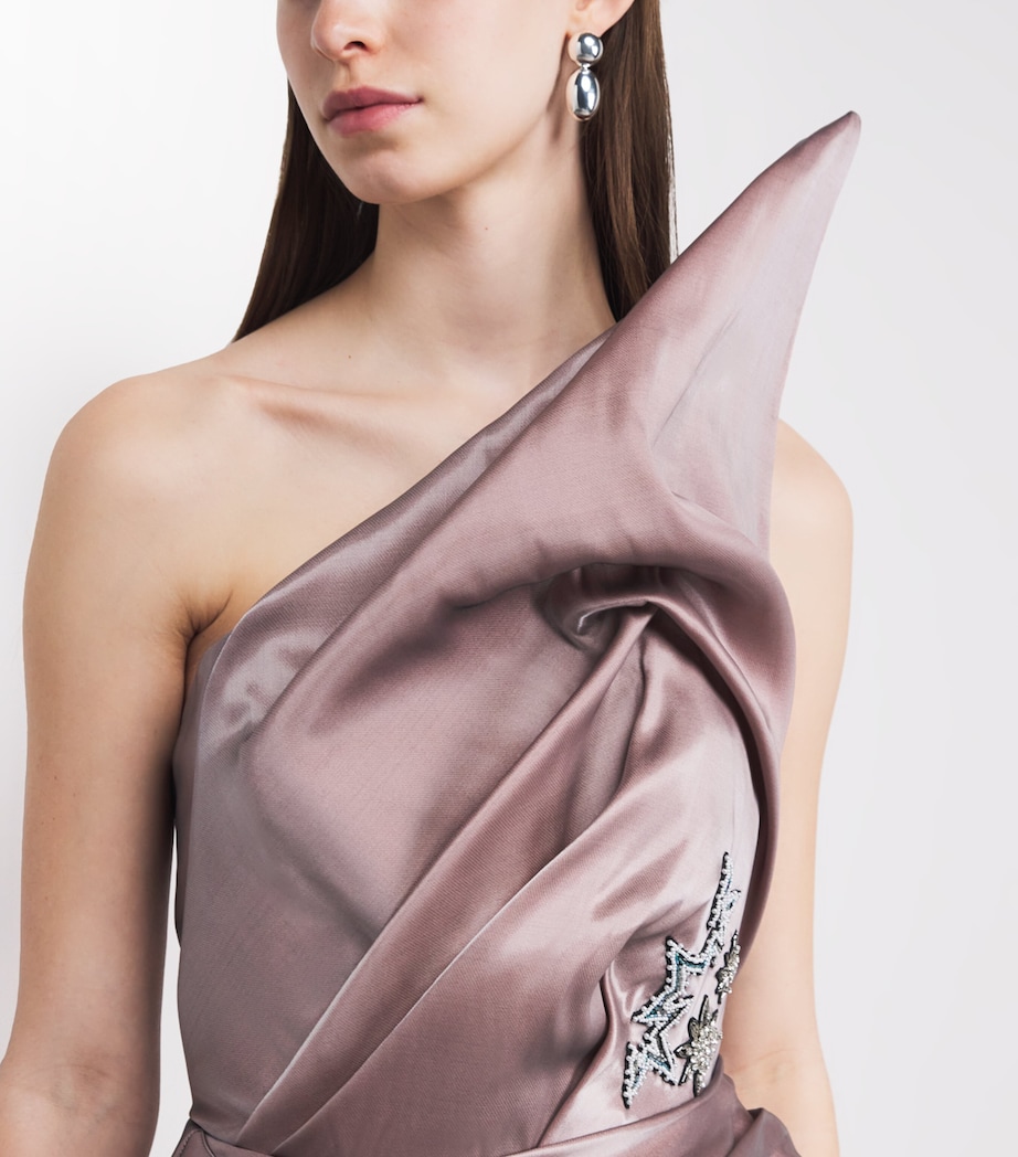 Maticevski Womens Satin Embellished Contentment Gown Smoke Pink Image 3